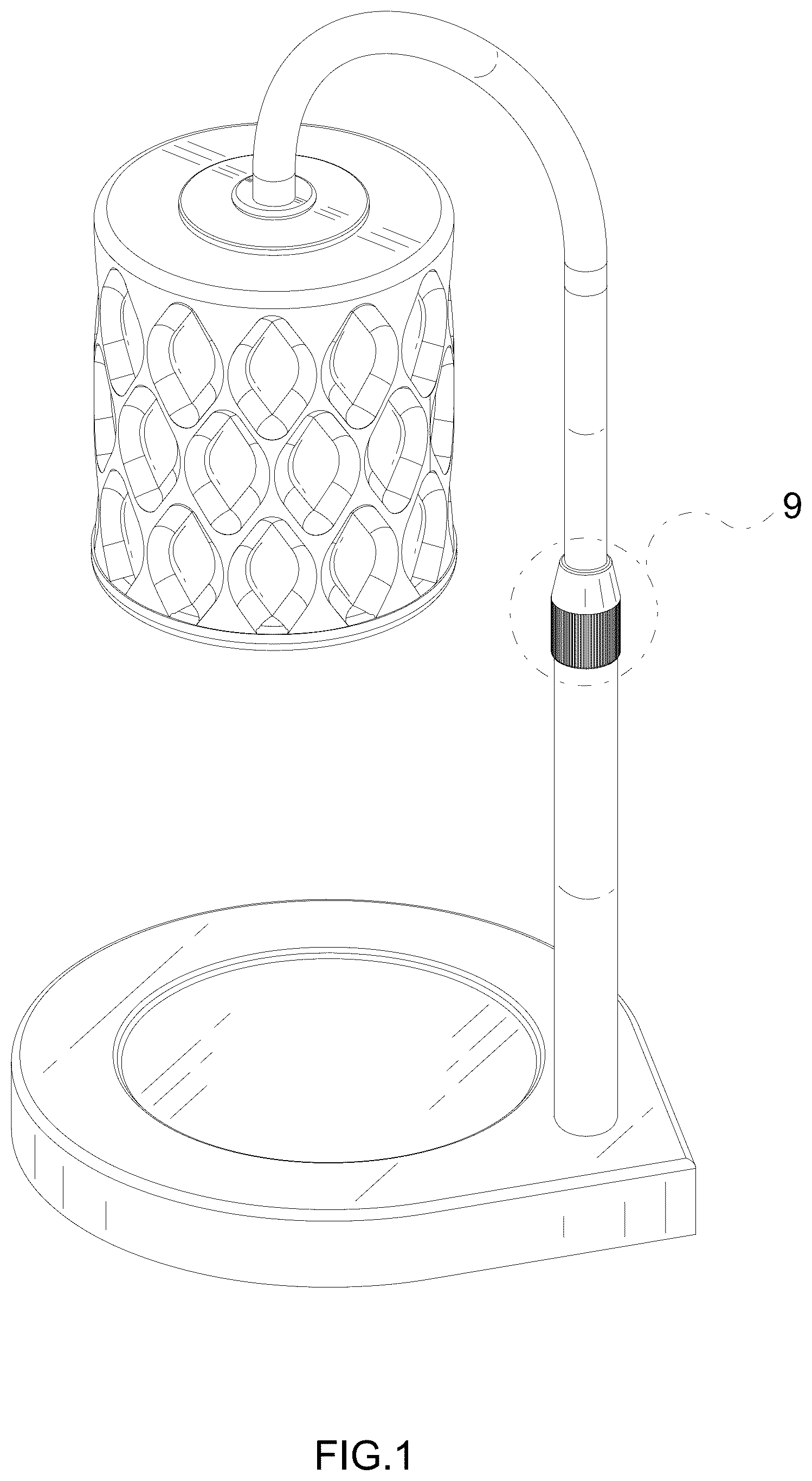 Patent USD1076201 Figure 1 – Wax melting lamp