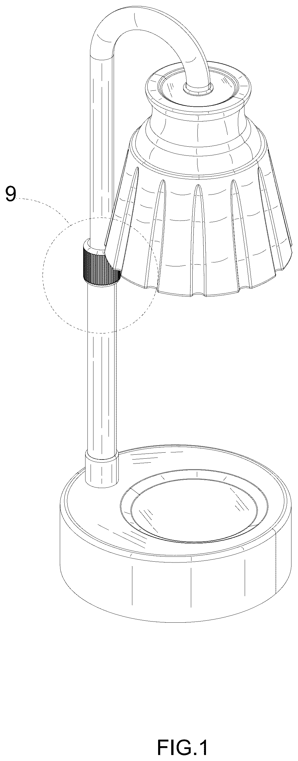 Patent USD1076202 Figure 1 – Wax melting lamp