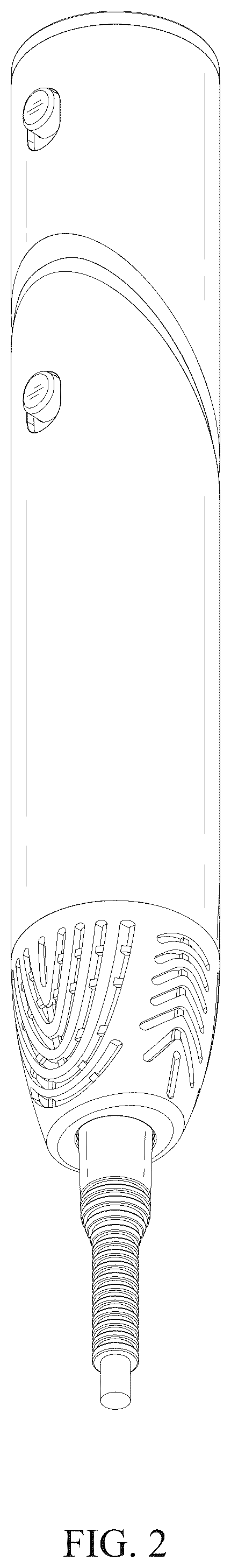 Patent USD1076225 Figure 2 – Handle for hot air comb