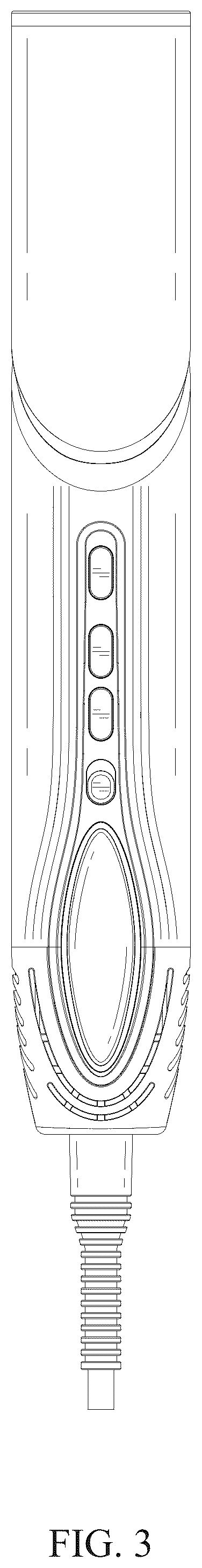 Patent USD1076225 Figure 3 – Handle for hot air comb