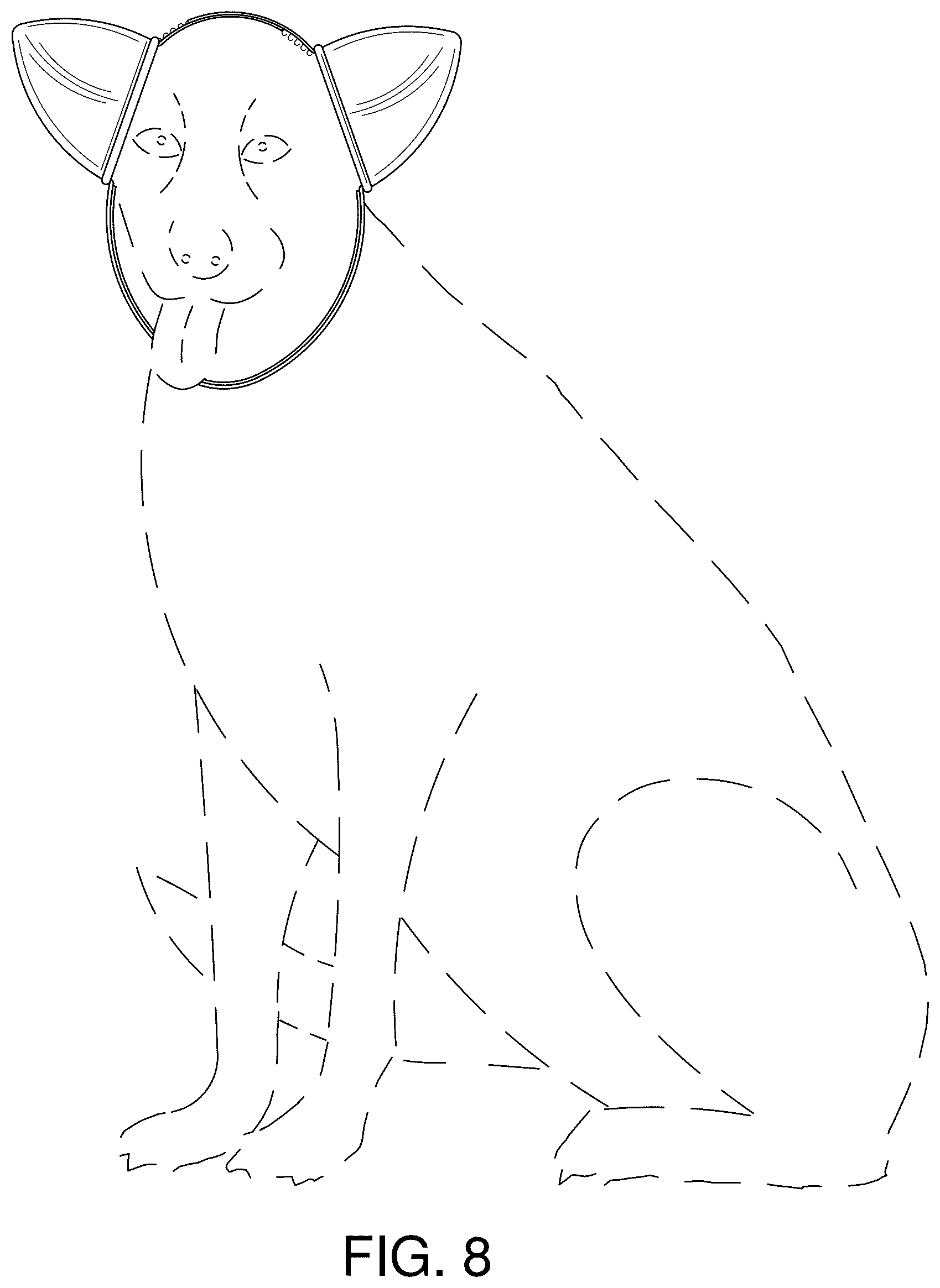 Patent USD1076268 Figure 7 – Protective ear covering for animals