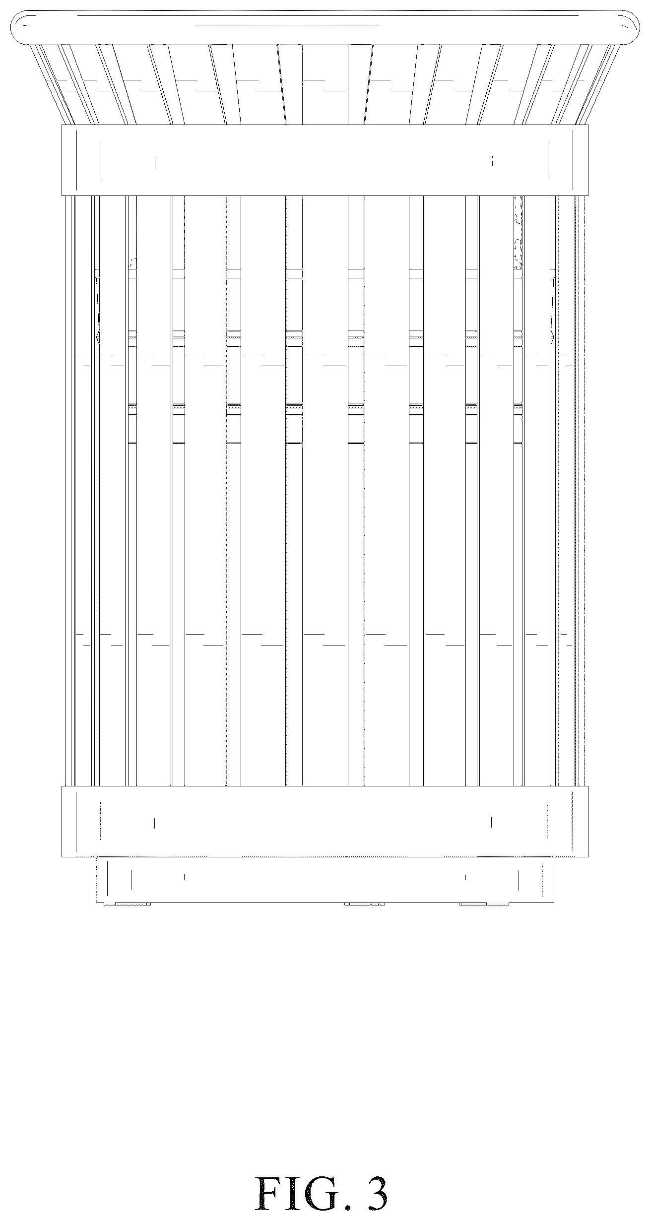 Patent USD1076307 Figure 3 – Trash can