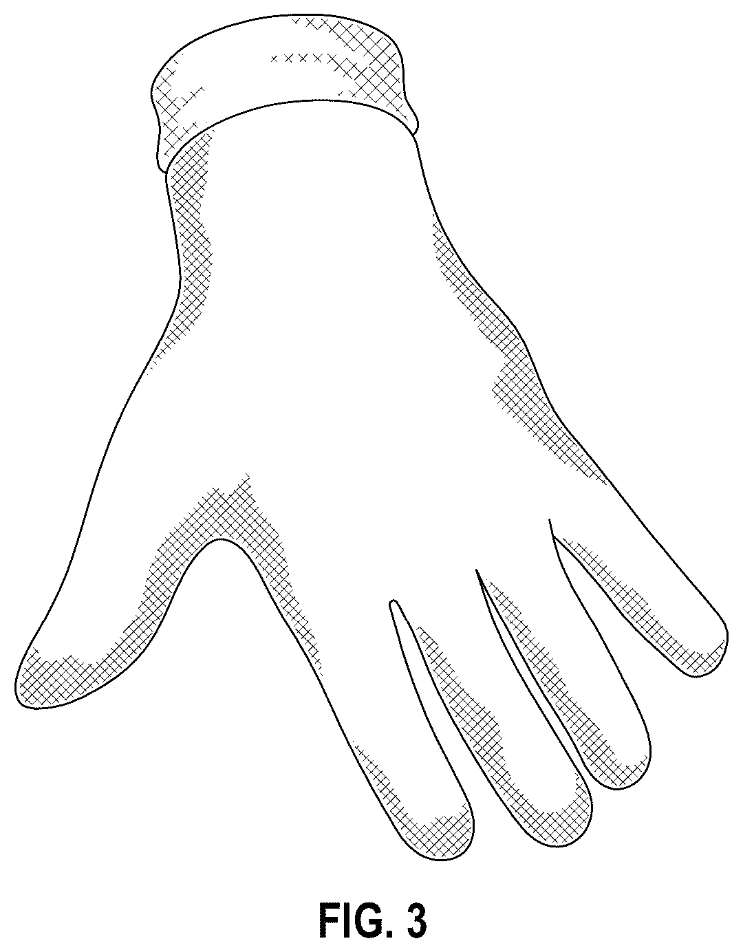 Patent USD1076316 Figure 3 – Glove with elastic support cuff