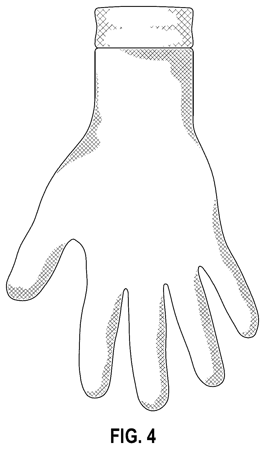 Patent USD1076316 Figure 4 – Glove with elastic support cuff