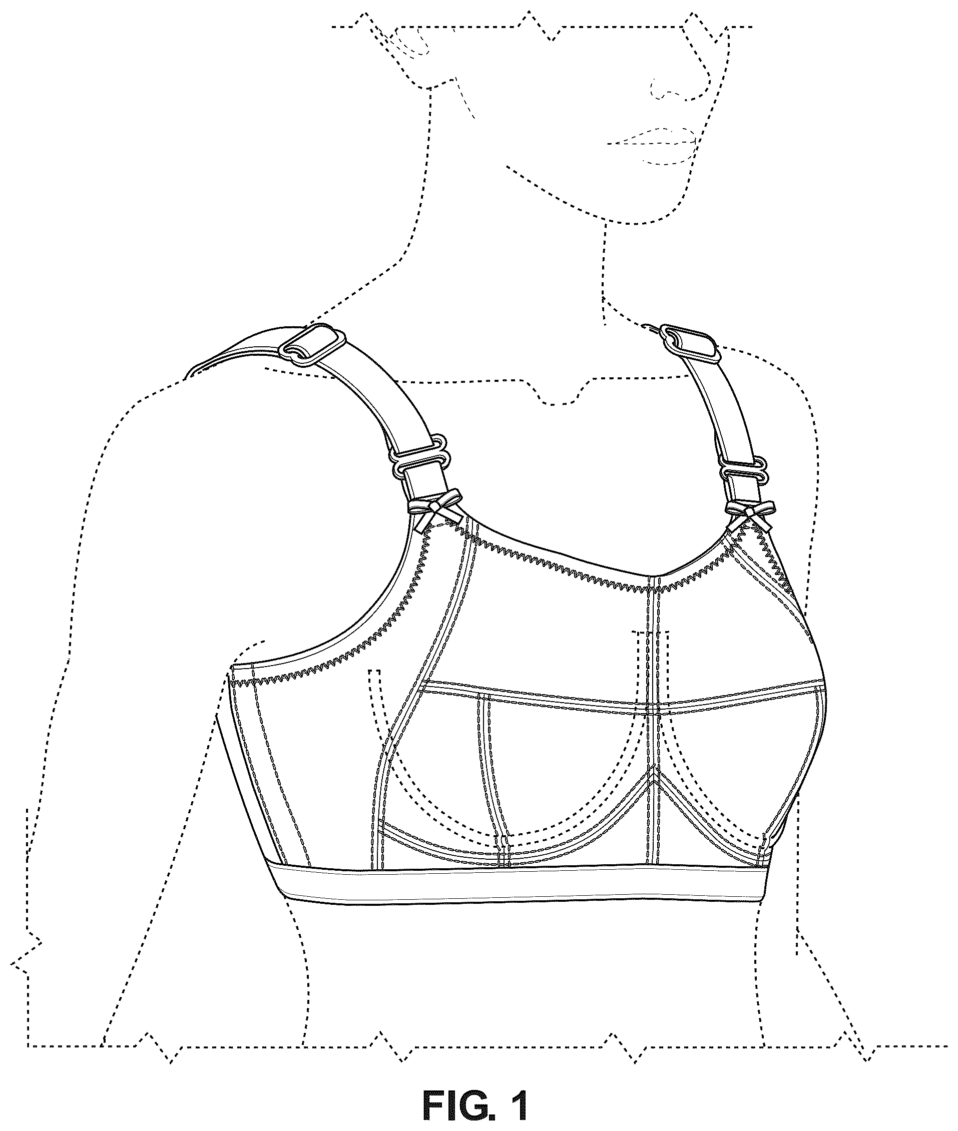 Patent USD1076325 Figure 1 – Bra