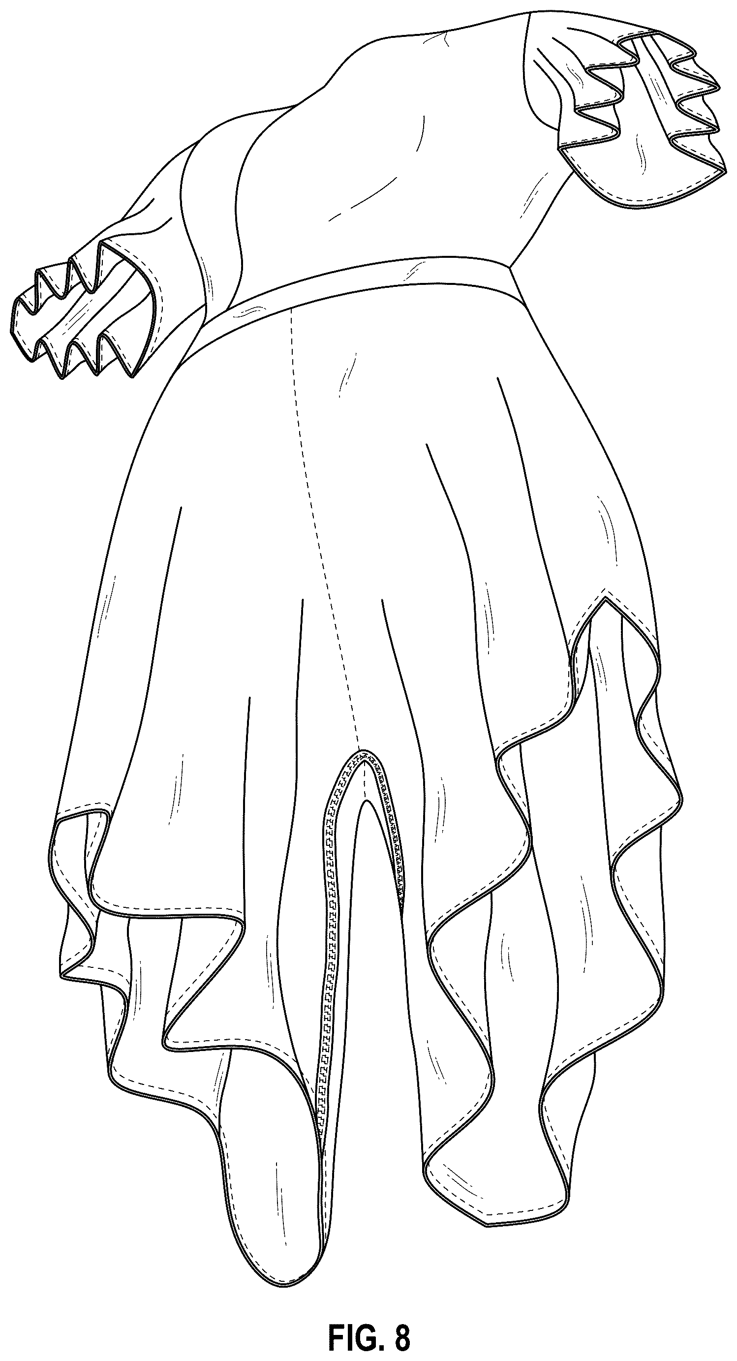 Patent USD1076337 Figure 6 – Clothing article with detachable fastenable extended inseam crotch