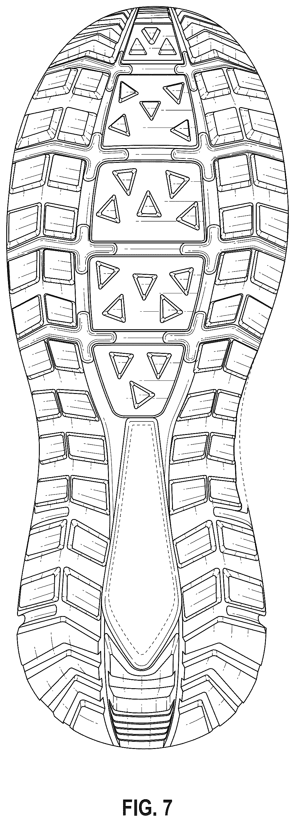 Patent USD1076380 Figure 7 – Shoe outsole bottom
