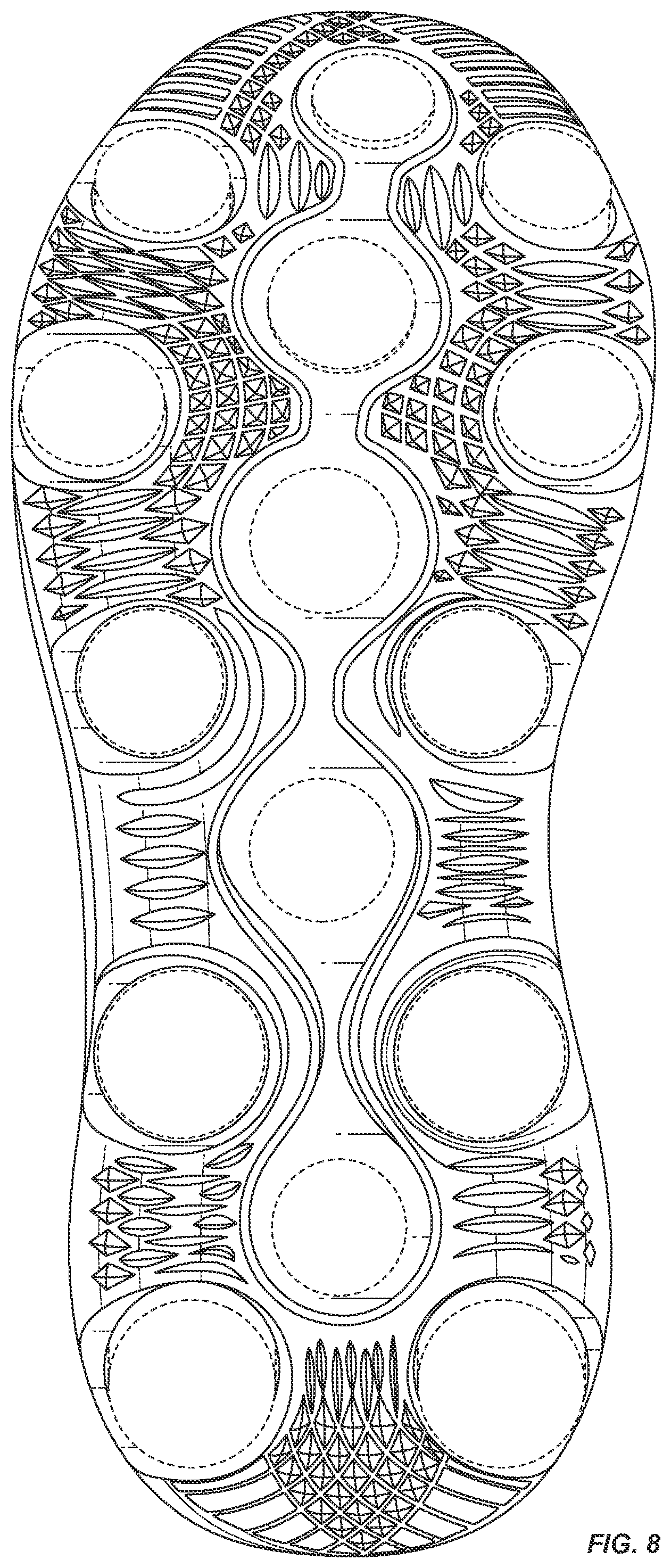 Patent USD1076383 Figure 7 – Shoe outsole bottom
