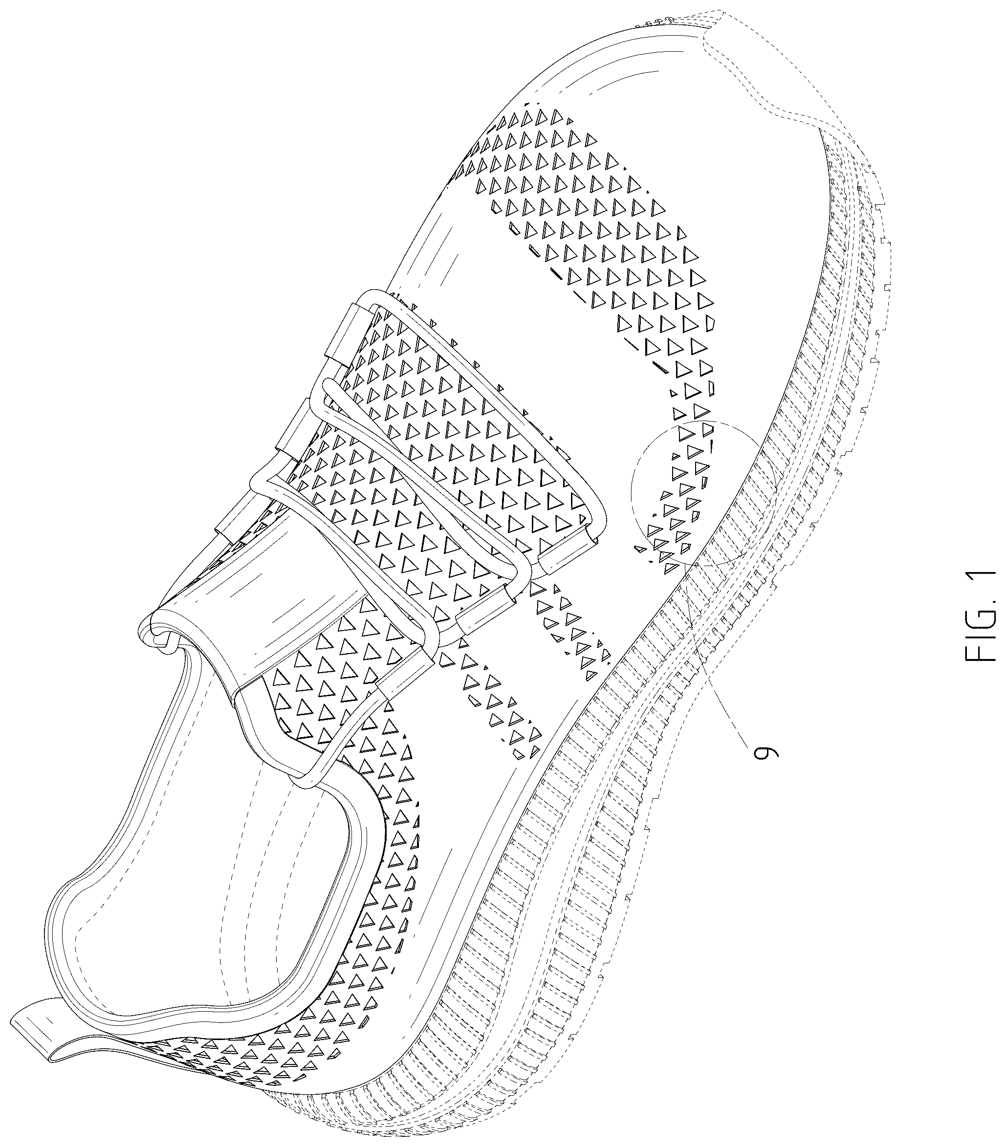 Patent USD1076395 Figure 1 – Shoe upper