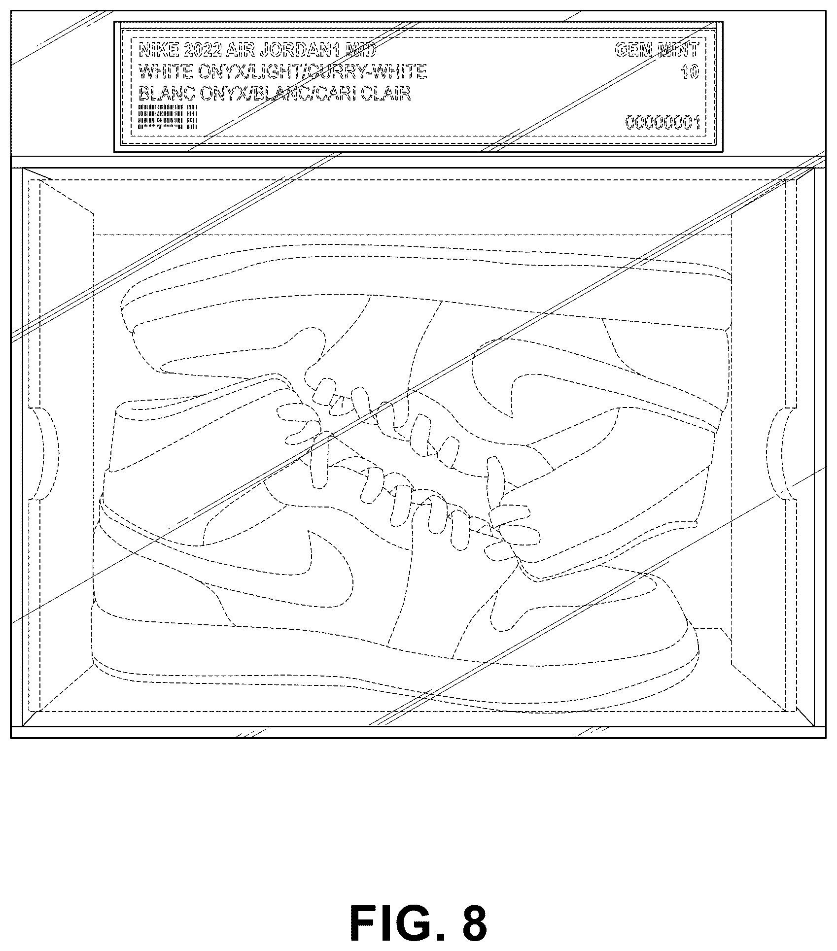 Patent USD1076439 Figure 7 – Shoes and box case
