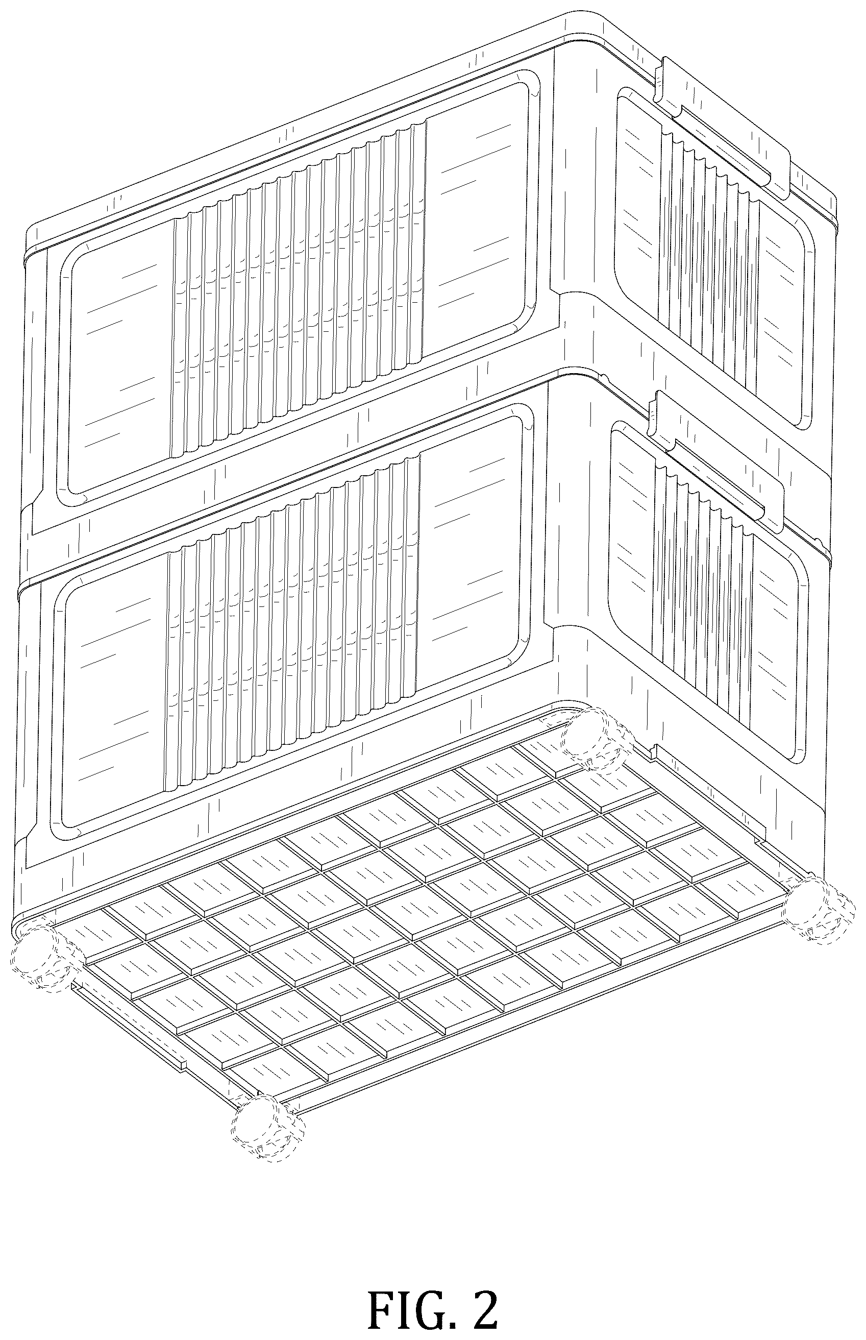 Patent USD1076443 Figure 2 – Set of foldable storage bins