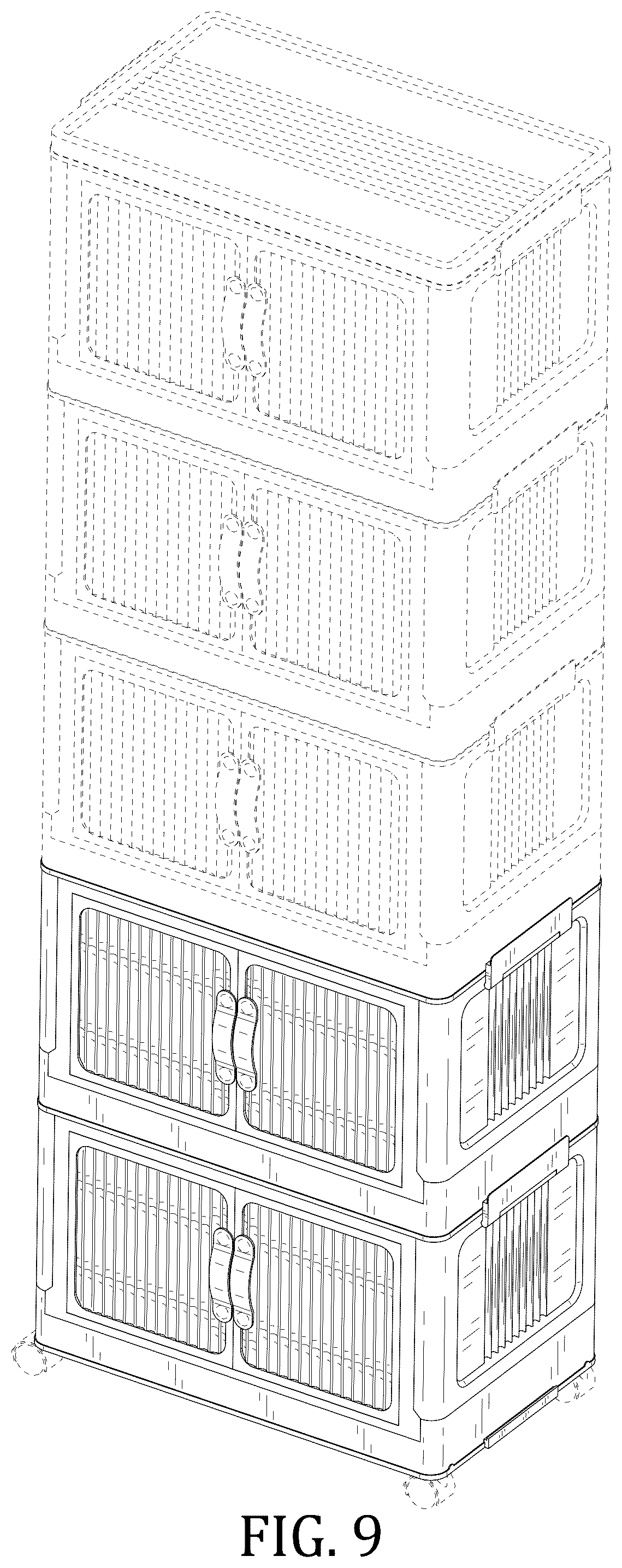Patent USD1076443 Figure 9 – Set of foldable storage bins