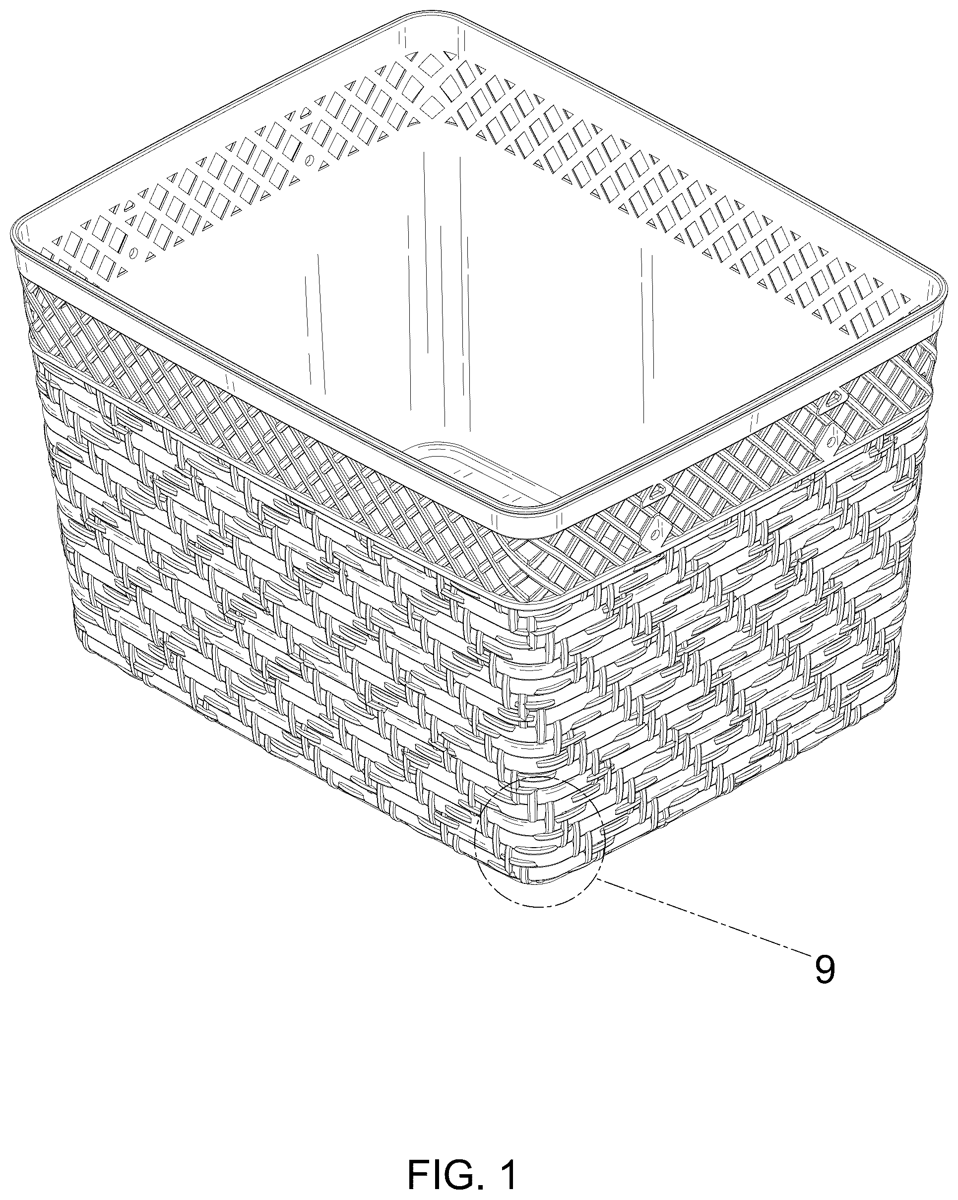 Patent USD1076447 Figure 1 – Storage basket