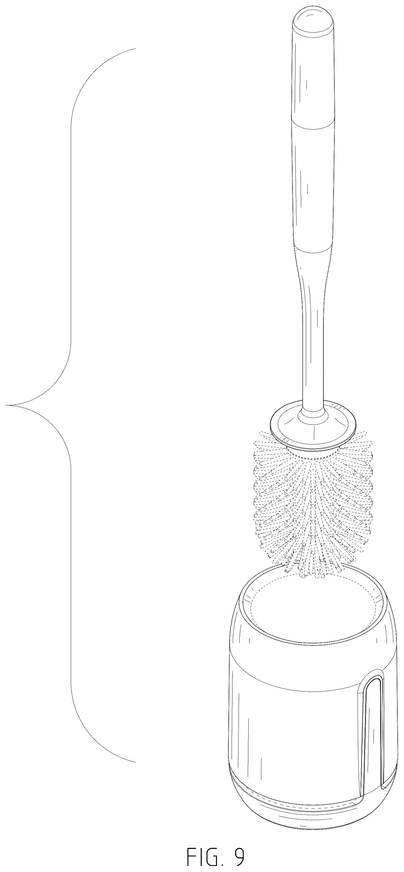 Patent USD1076452 Figure 9 – Combined toilet brush and stand