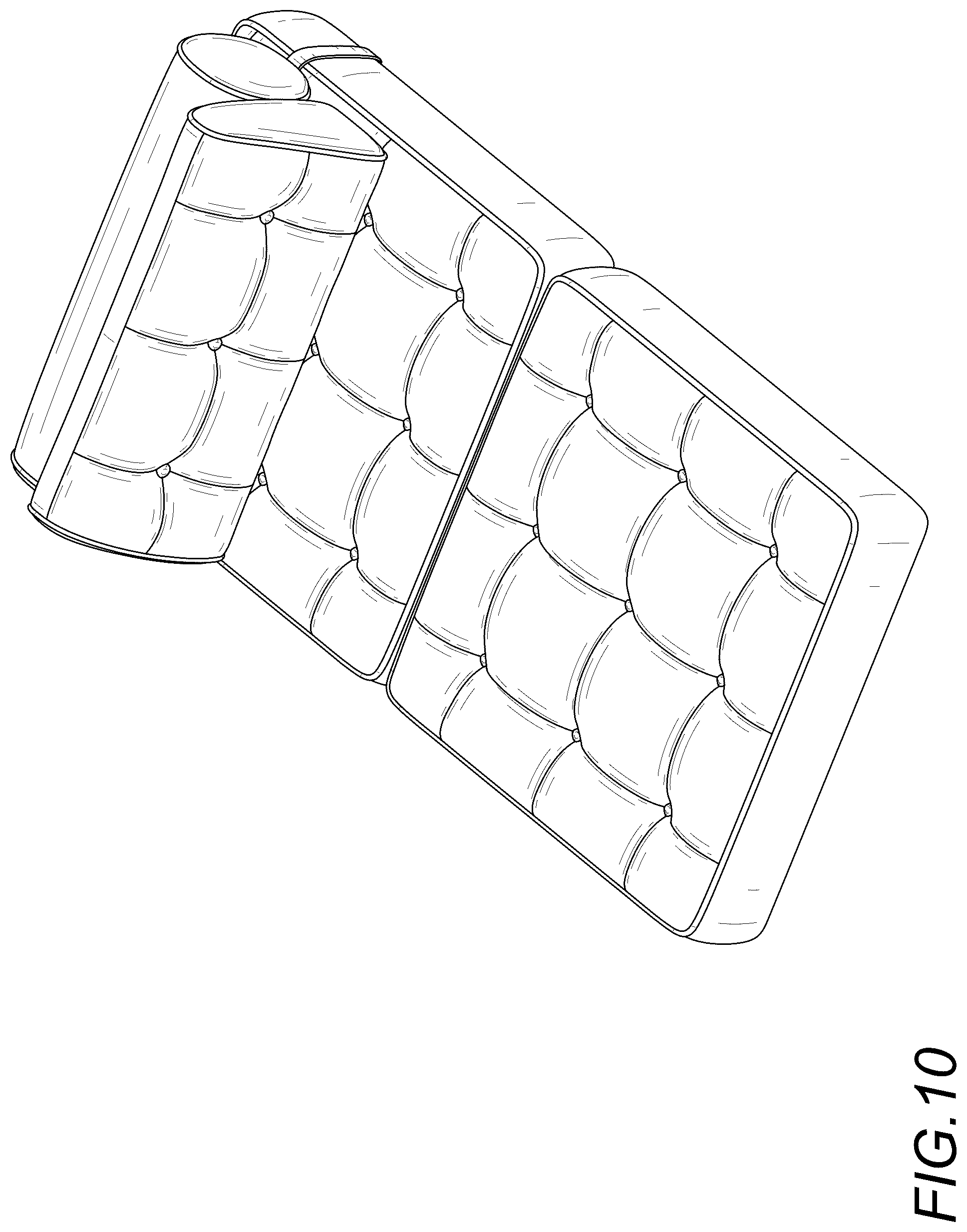 Patent USD1076470 Figure 10 – Tufted foldable sofa