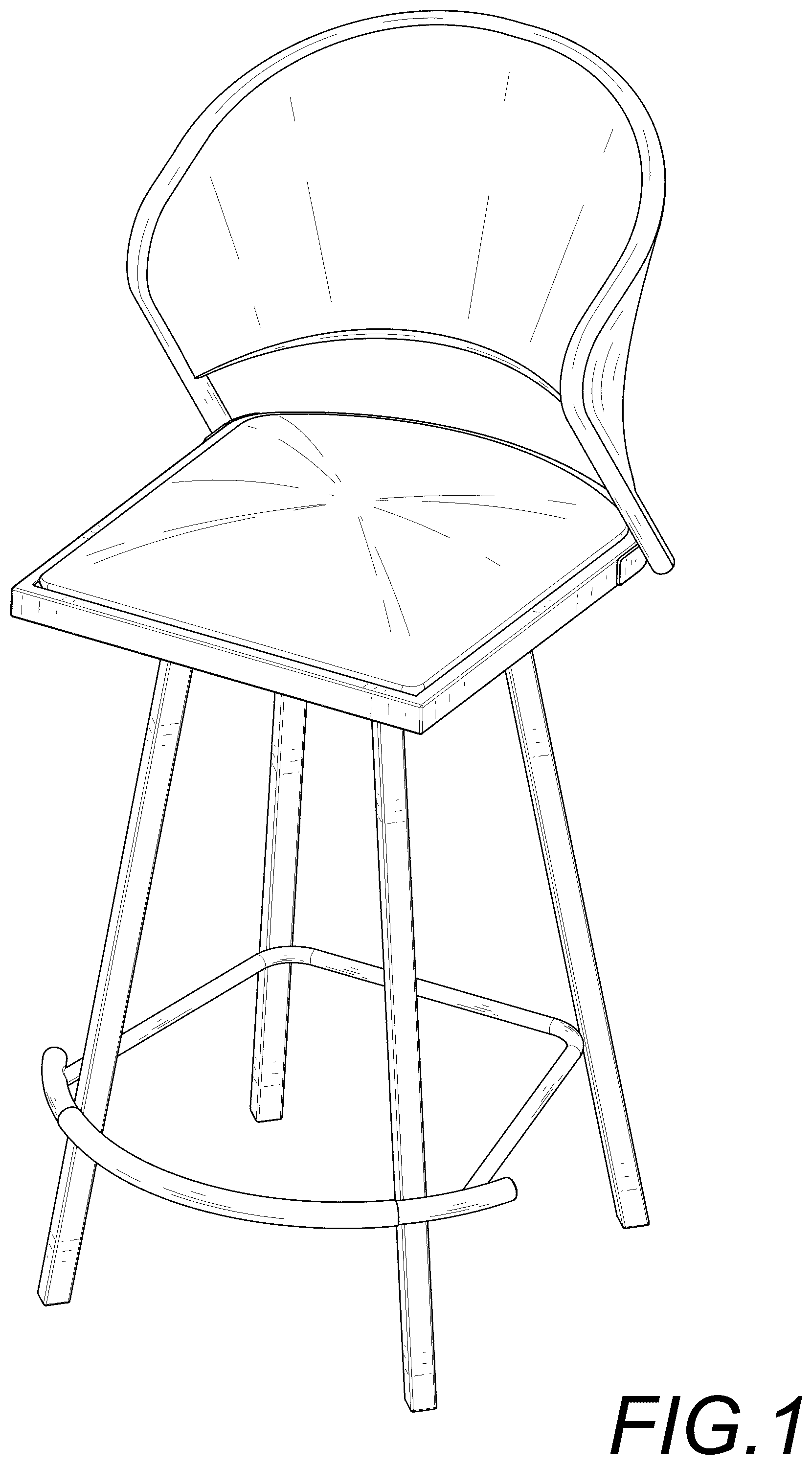 Patent USD1076480 Figure 1 – Outdoor swivel bar chair