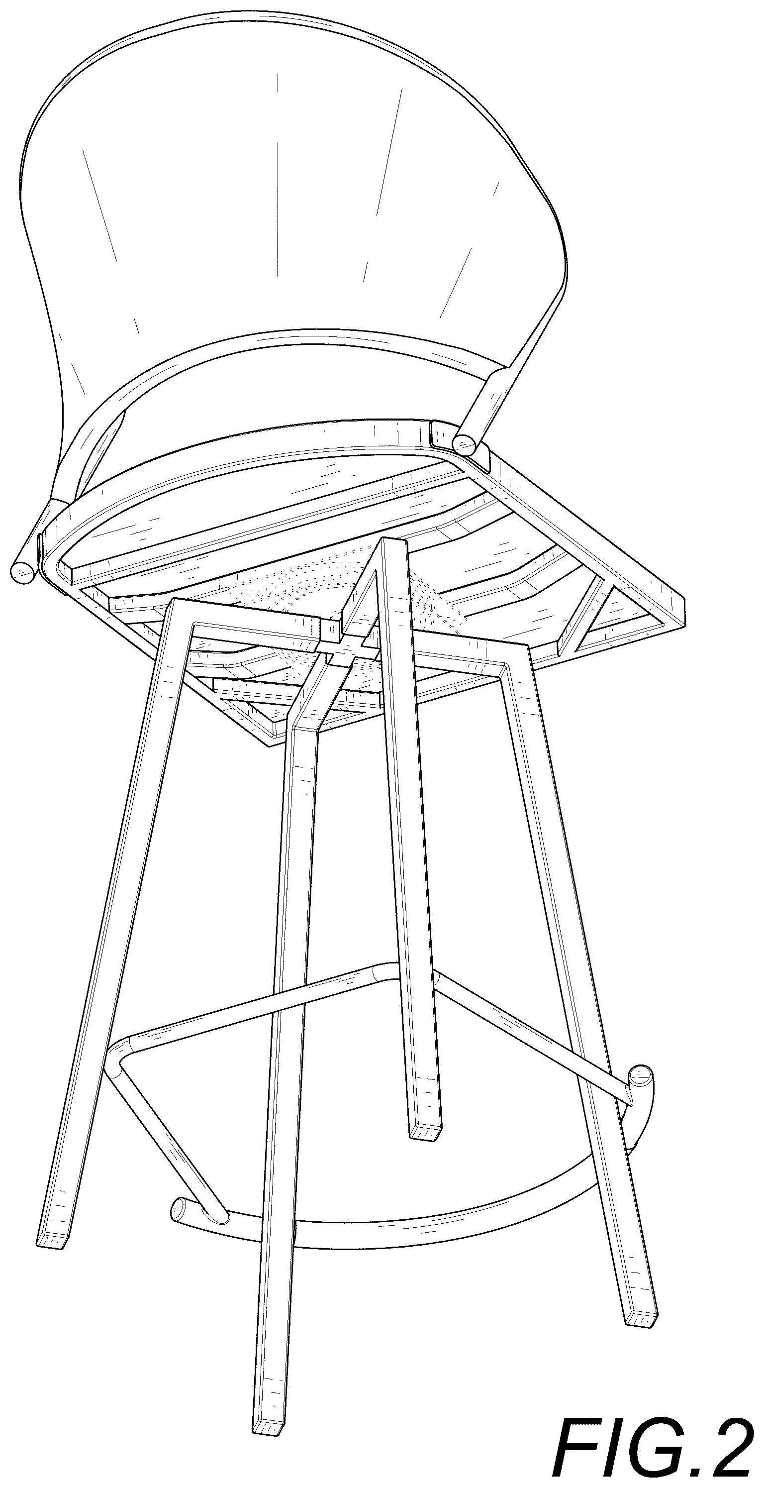 Patent USD1076480 Figure 2 – Outdoor swivel bar chair