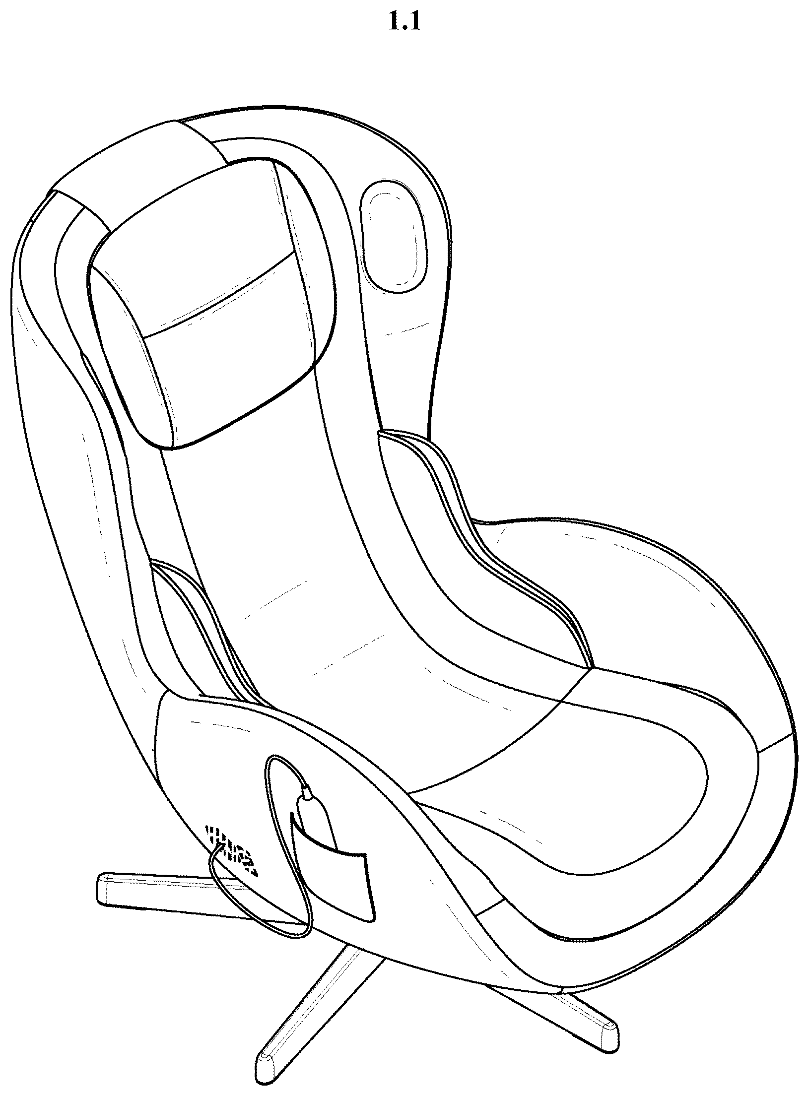 Patent USD1076488 Figure 1 – Massage armchair