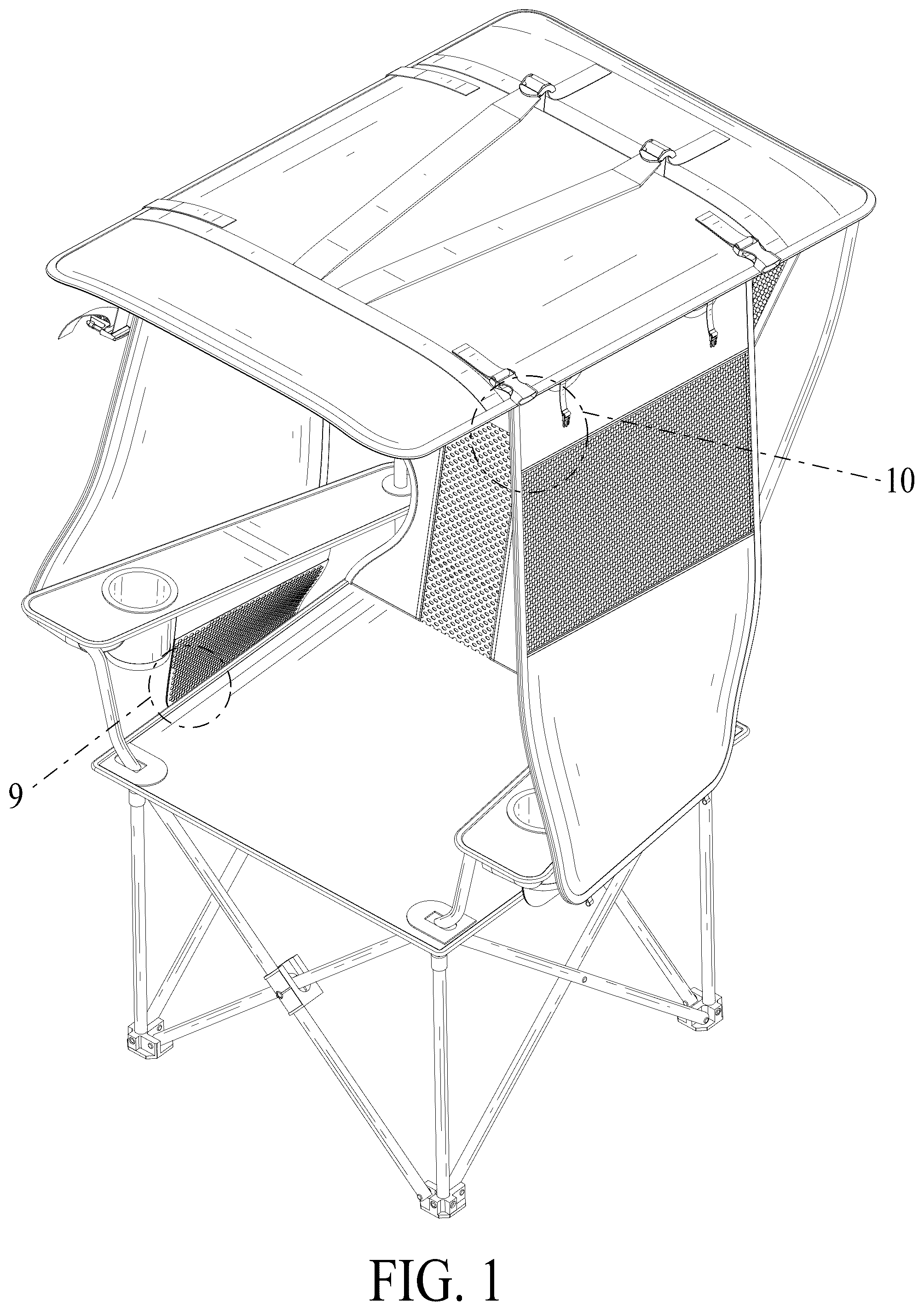 Patent USD1076489 Figure 1 – Chair with canopy