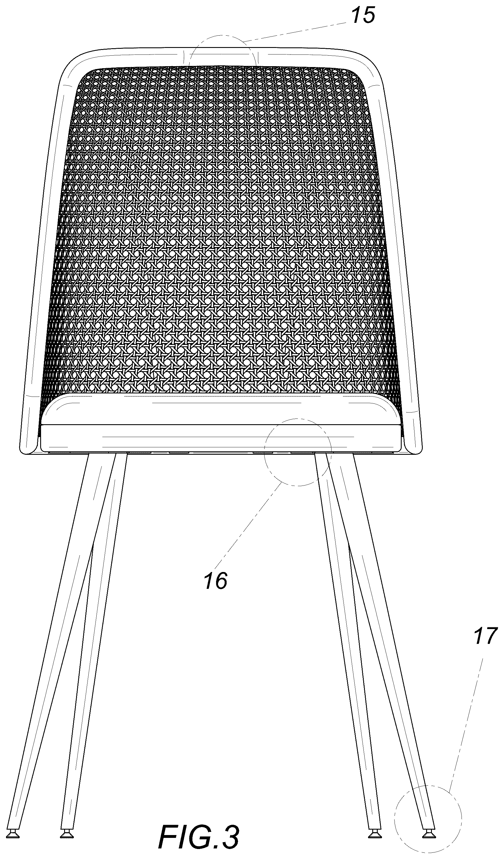 Patent USD1076490 Figure 3 – Chair