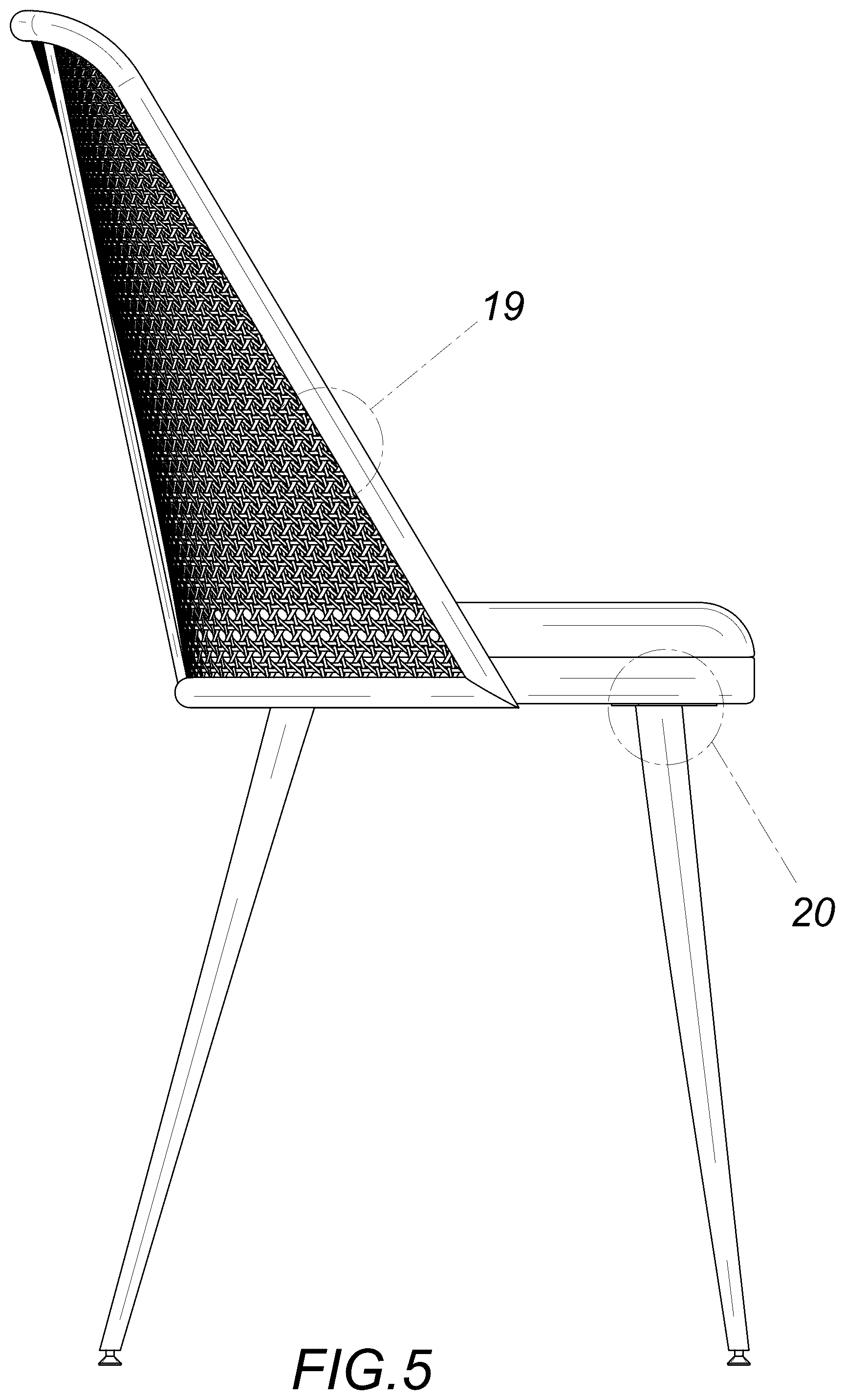 Patent USD1076490 Figure 5 – Chair