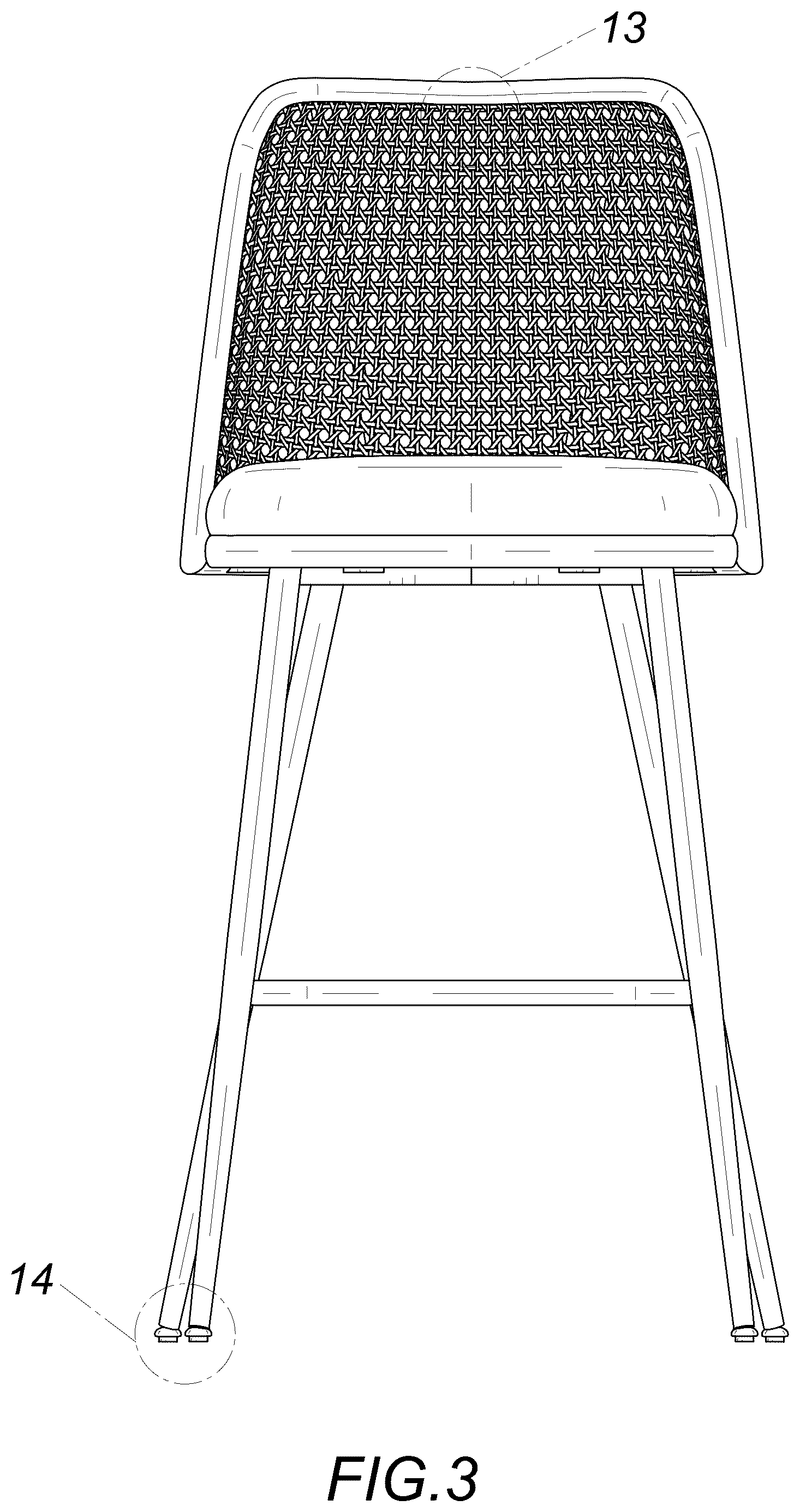 Patent USD1076491 Figure 3 – Chair