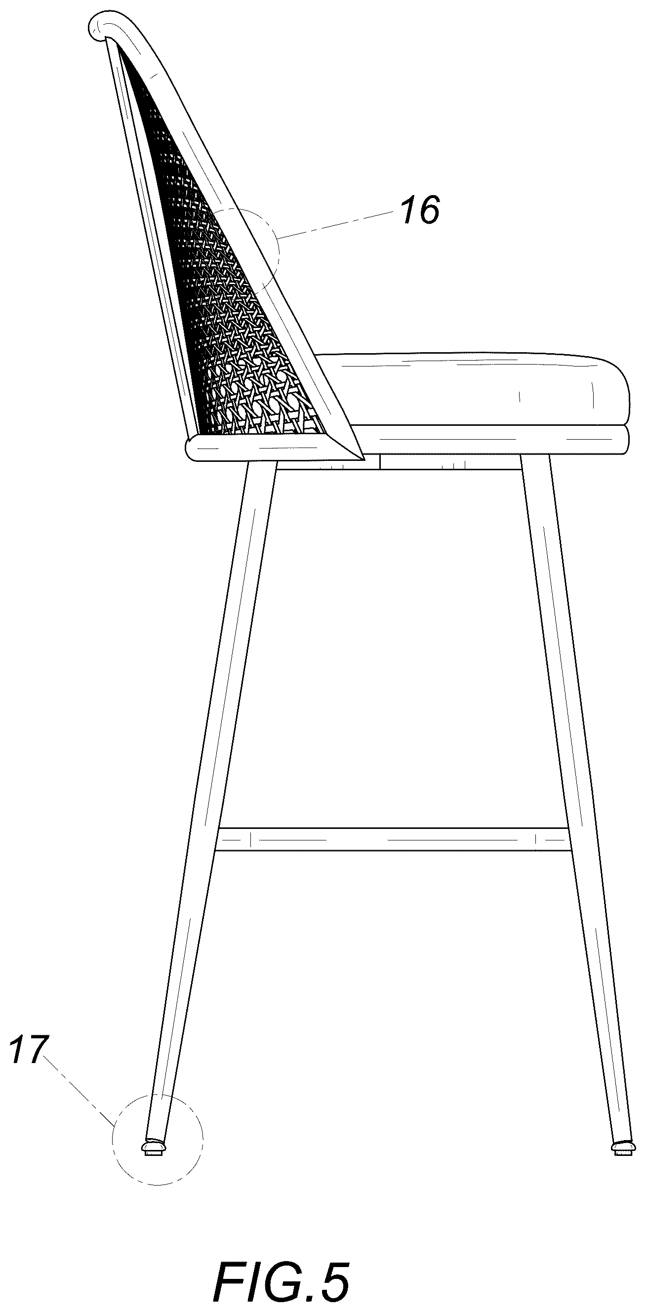Patent USD1076491 Figure 5 – Chair