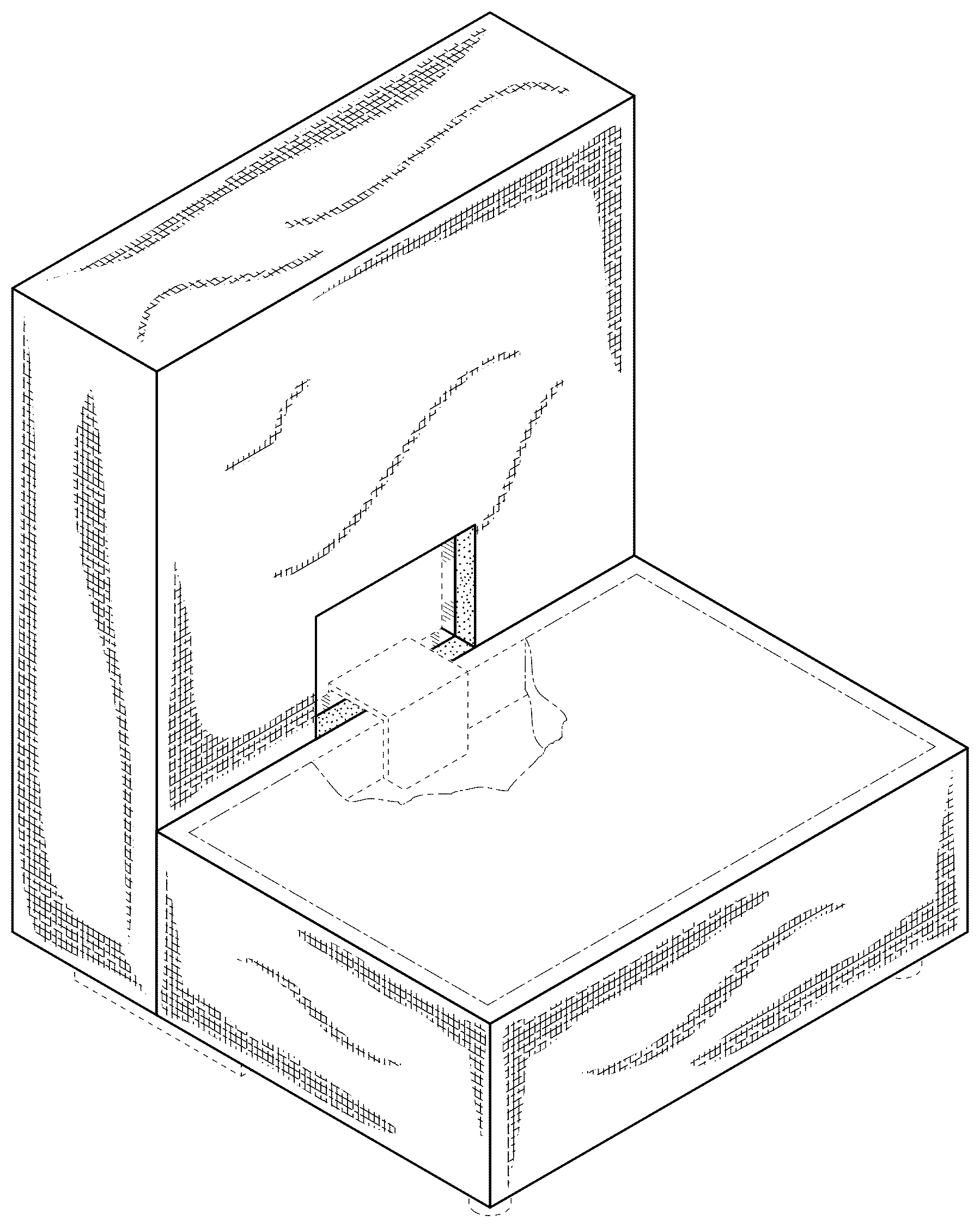 Patent USD1076494 Figure 1 – Modular furniture assembly with base and upright member