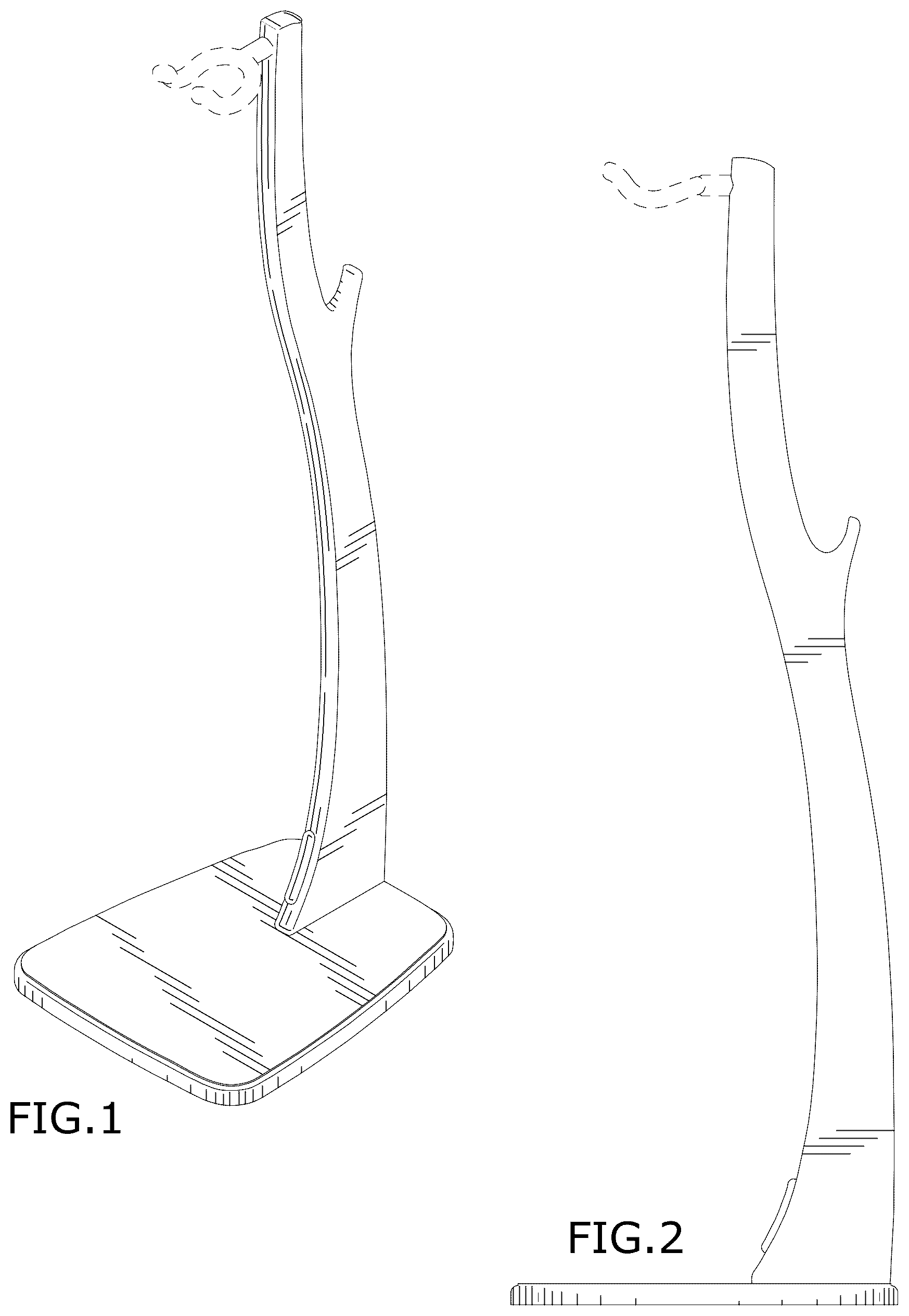 Patent USD1076526 Figure 1 – Guitar stand with pick holder and cable holder