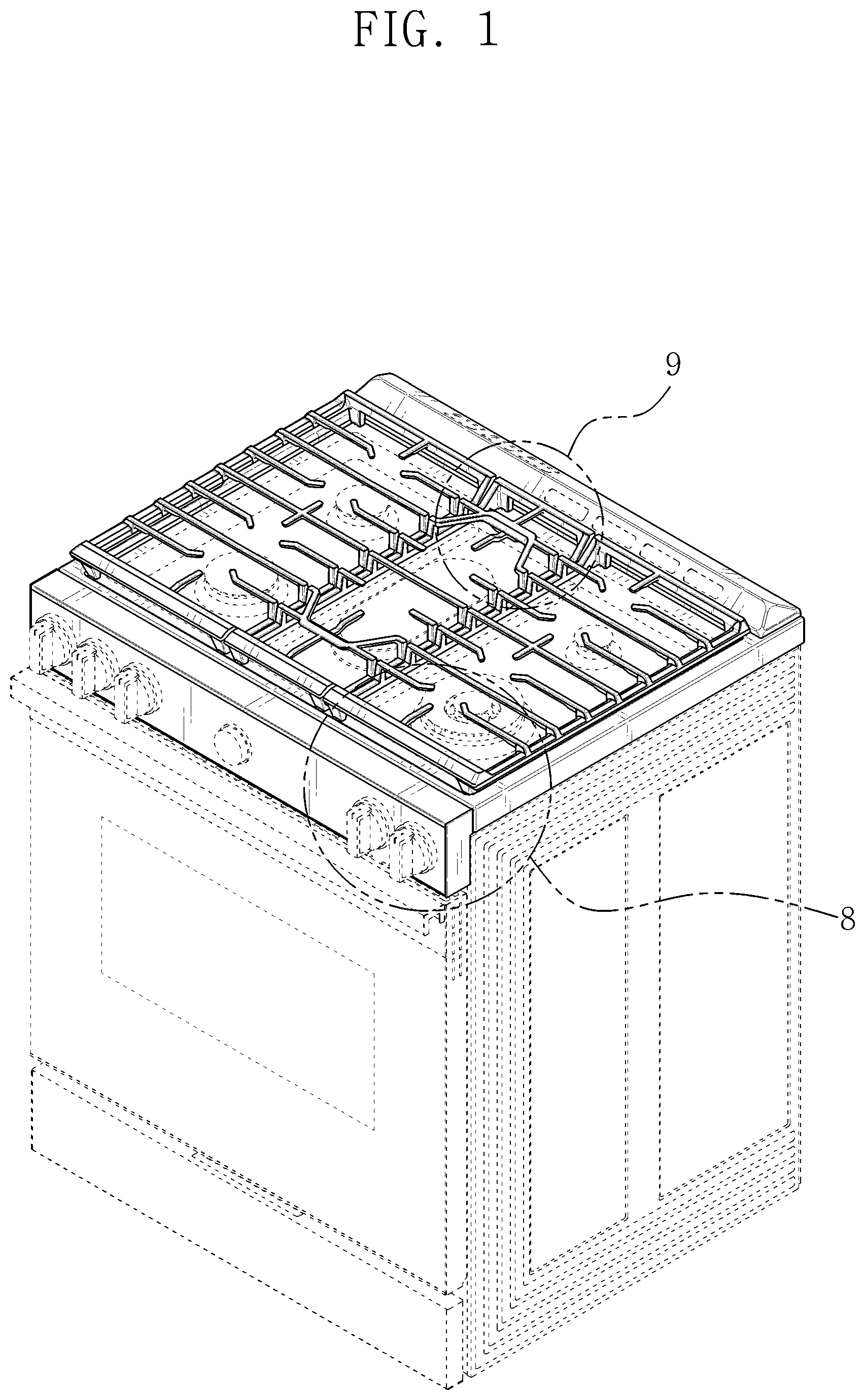 Patent USD1076562 Figure 1 – Gas oven range