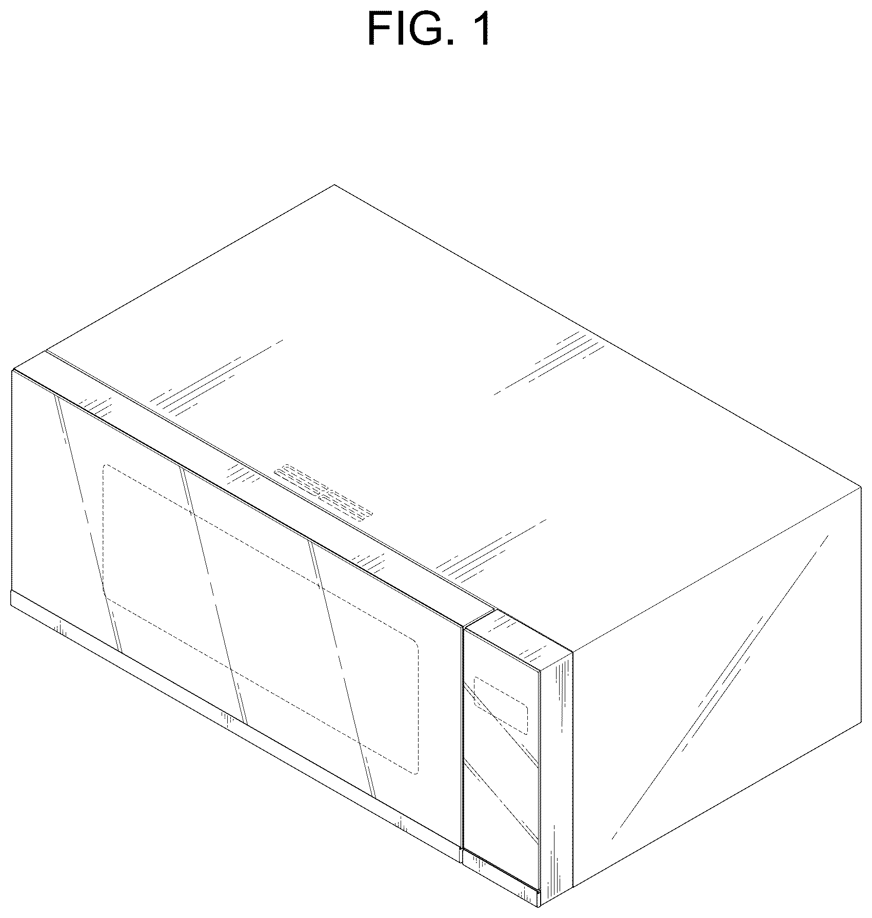 Patent USD1076568 Figure 1 – Microwave oven with hood