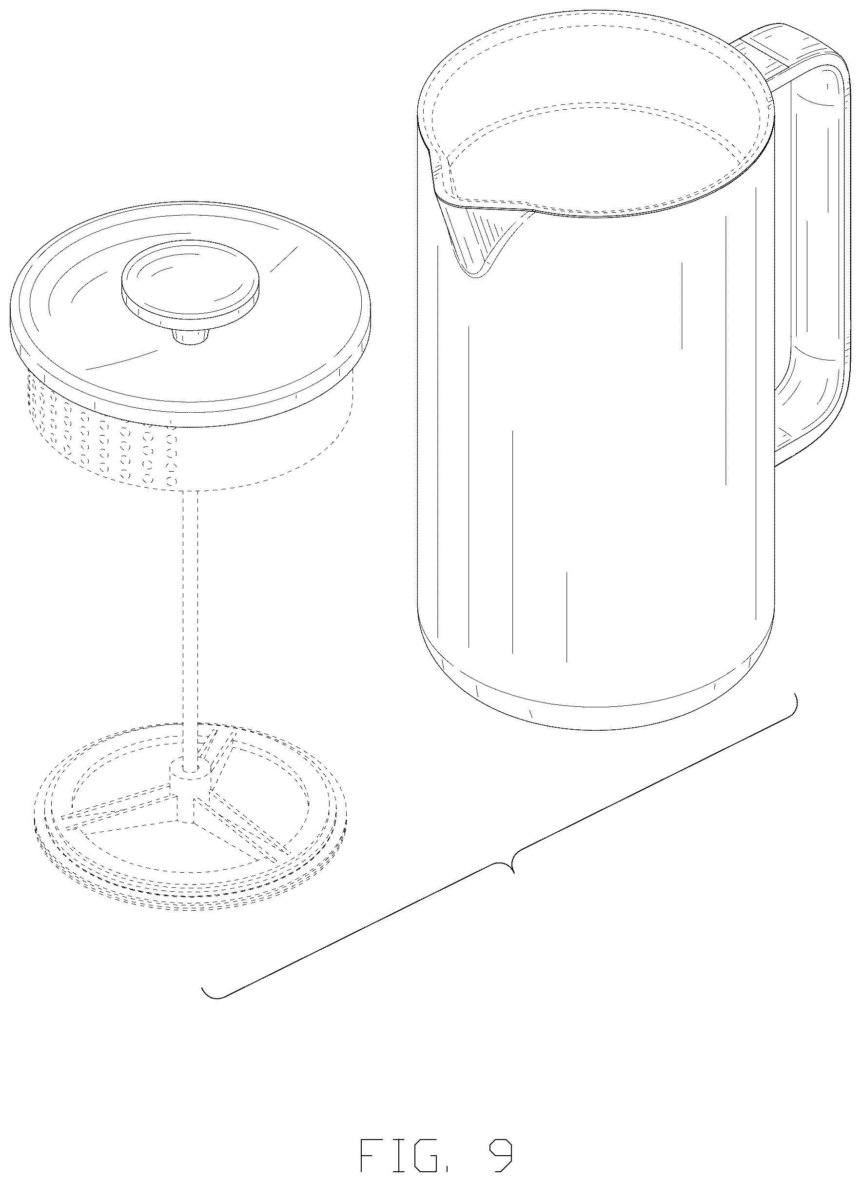 Patent USD1076582 Figure 9 – French press coffee maker