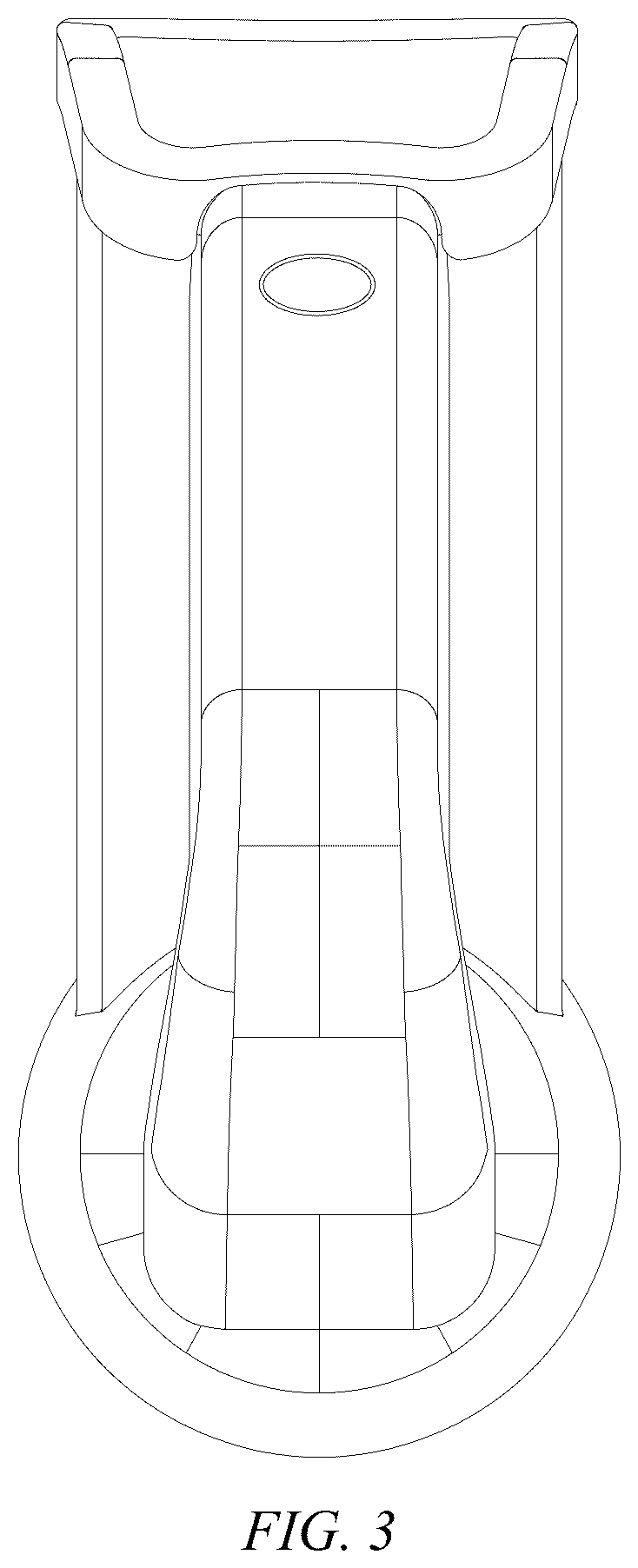 Patent USD1076609 Figure 3 – Hand-held triangular handle roller vegetable cutter