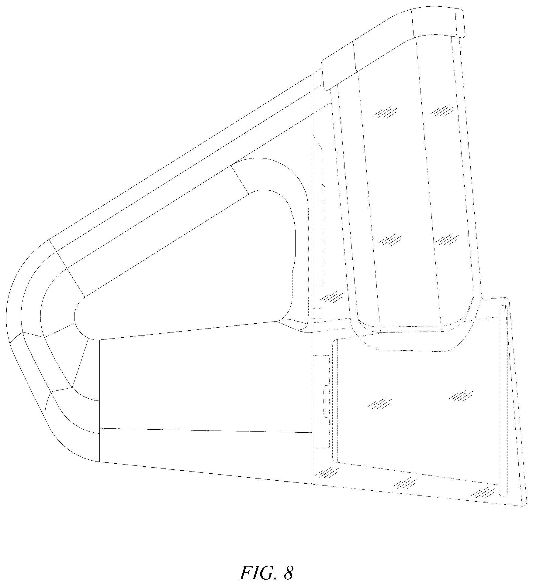 Patent USD1076609 Figure 7 – Hand-held triangular handle roller vegetable cutter
