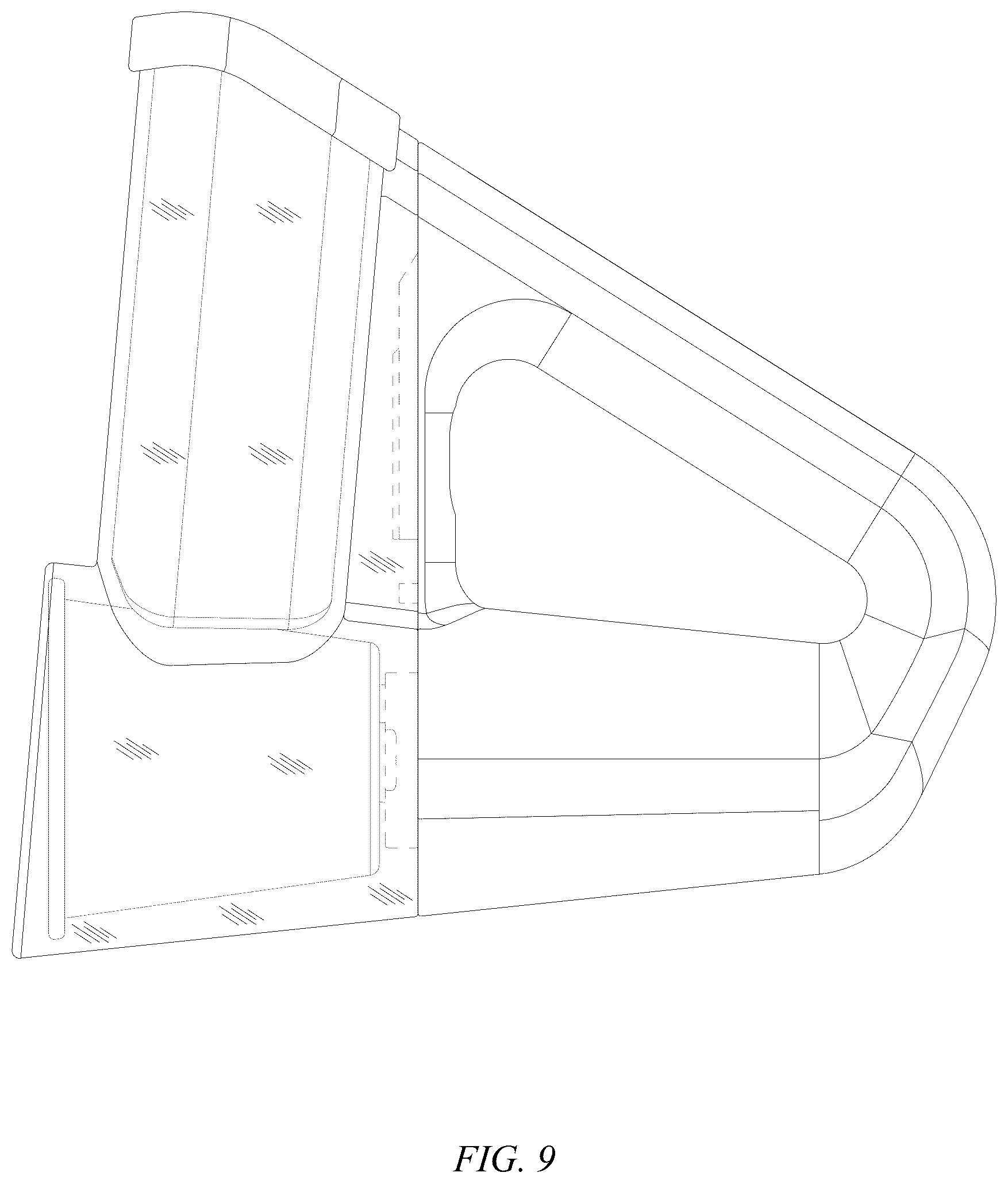 Patent USD1076609 Figure 8 – Hand-held triangular handle roller vegetable cutter