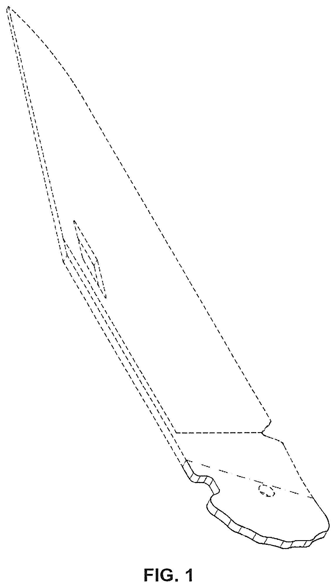 Patent USD1076621 Figure 1 – Knife blade