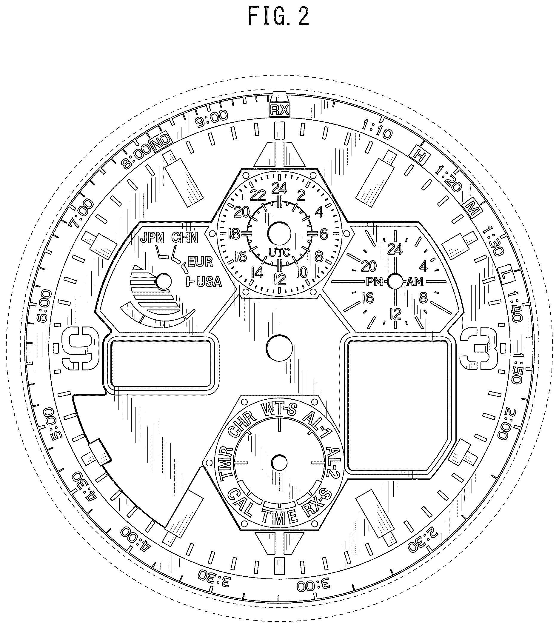 Patent USD1076702 Figure 2 – Watch dial