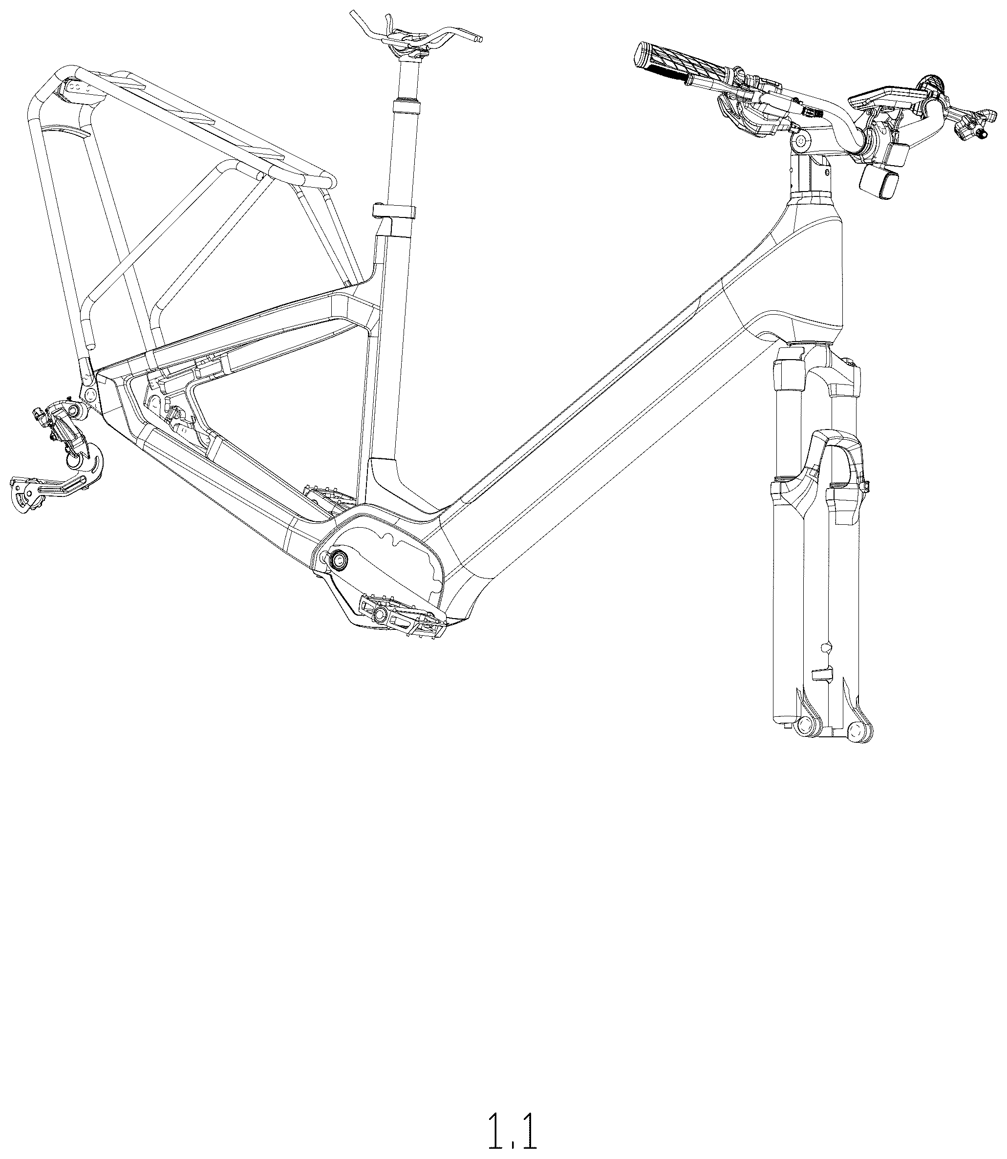 Patent USD1076730 — Electric bicycle frame — Figure 1