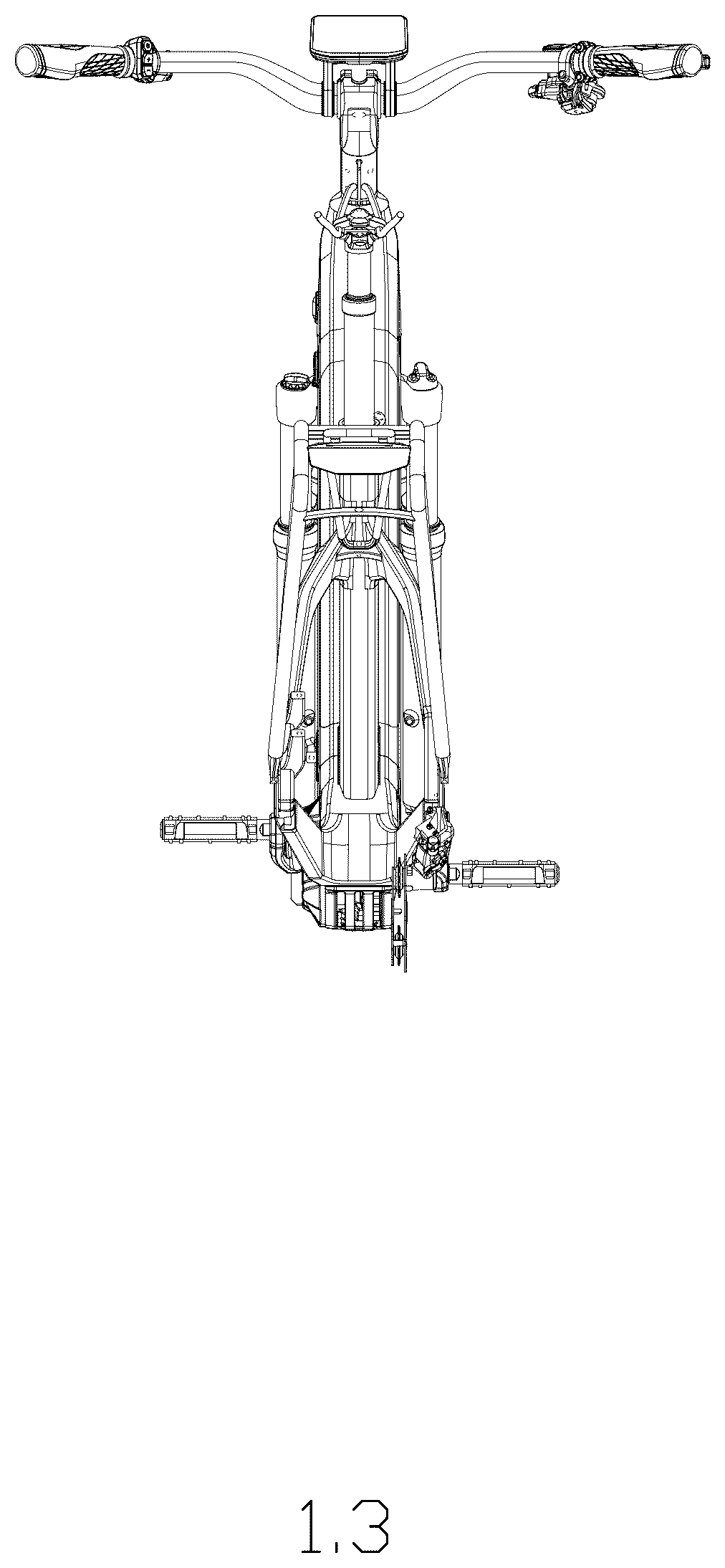 Patent USD1076730 Figure 3 – Electric bicycle frame