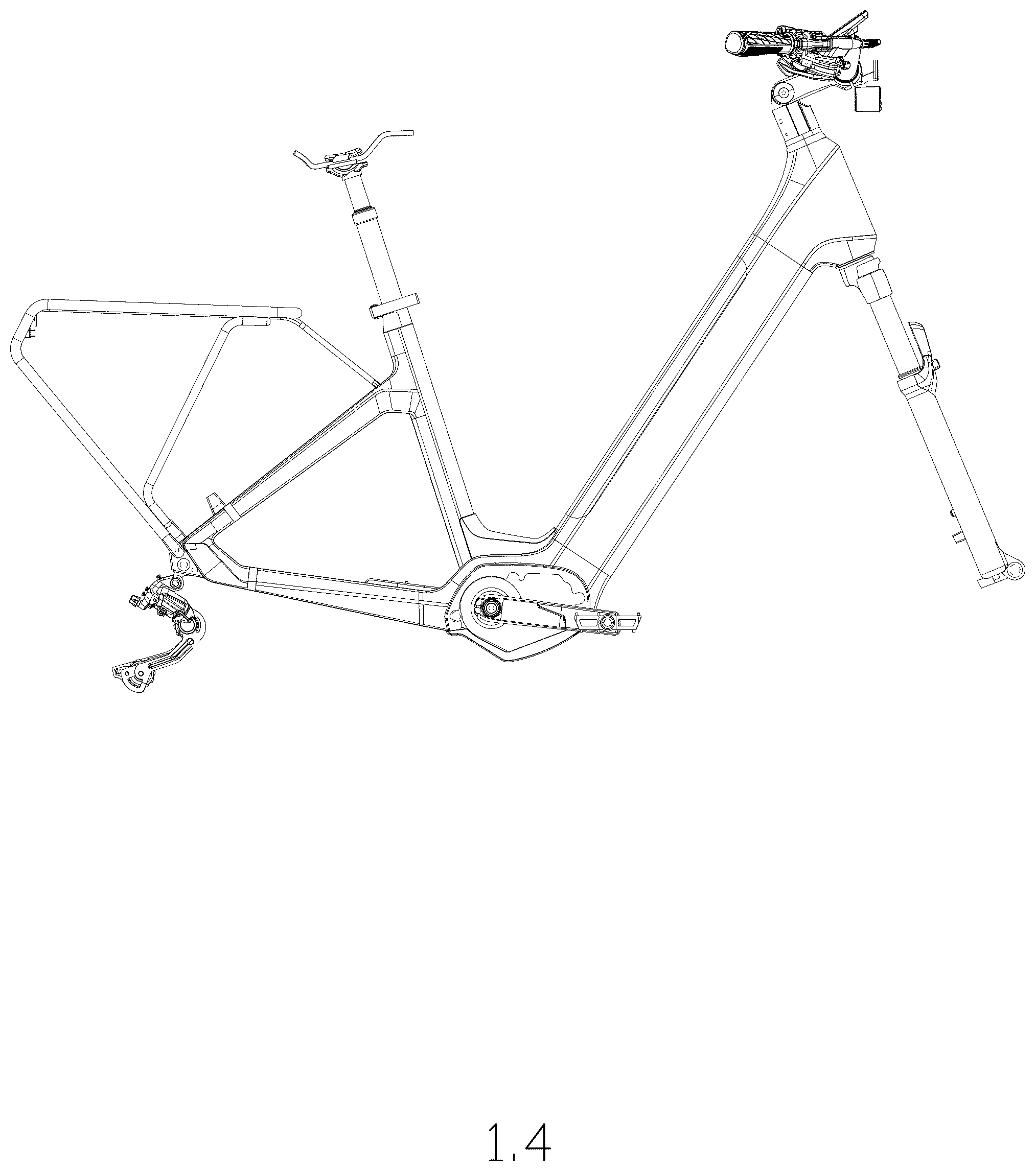 Patent USD1076730 Figure 4 – Electric bicycle frame