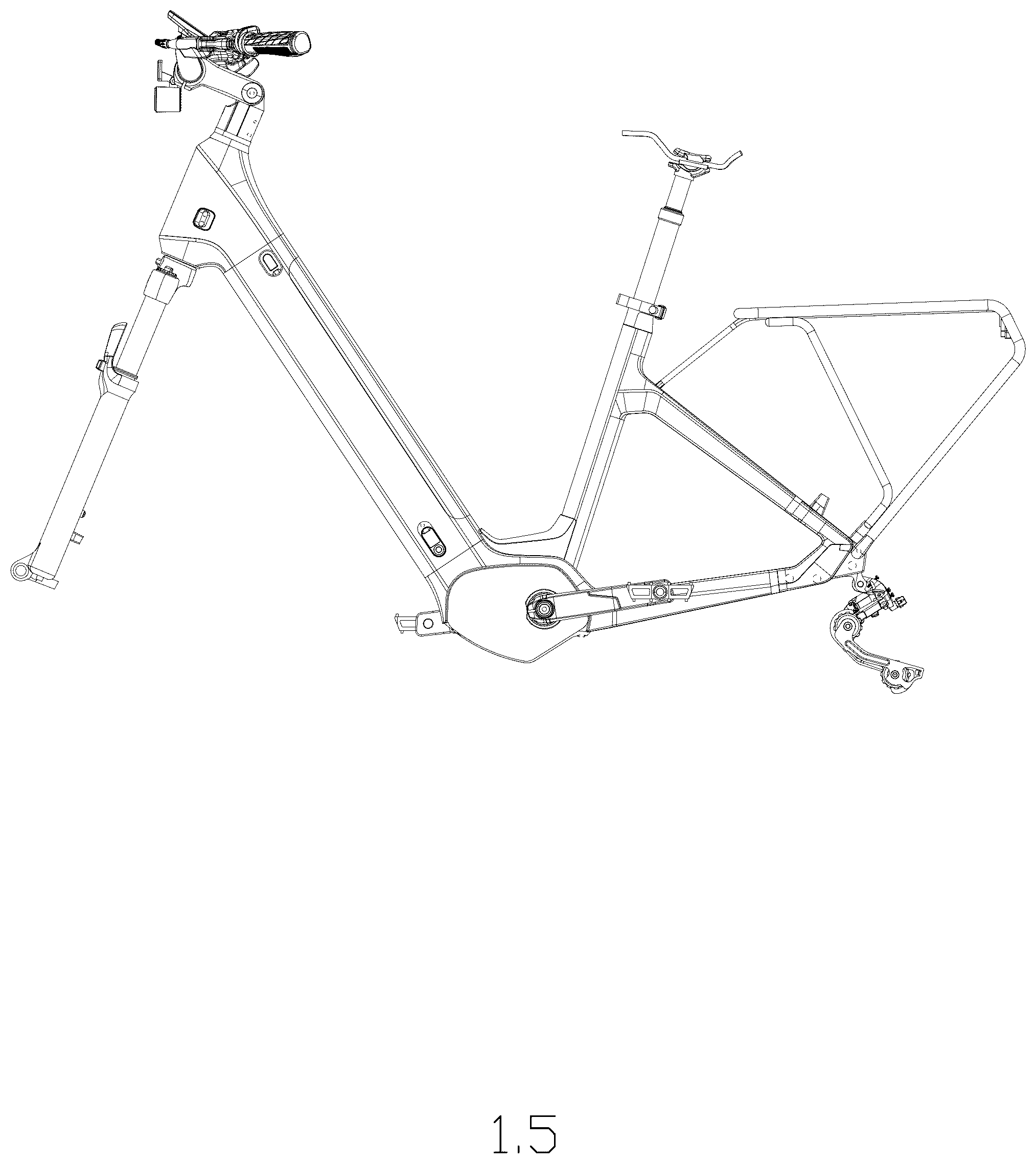 Patent USD1076730 Figure 5 – Electric bicycle frame