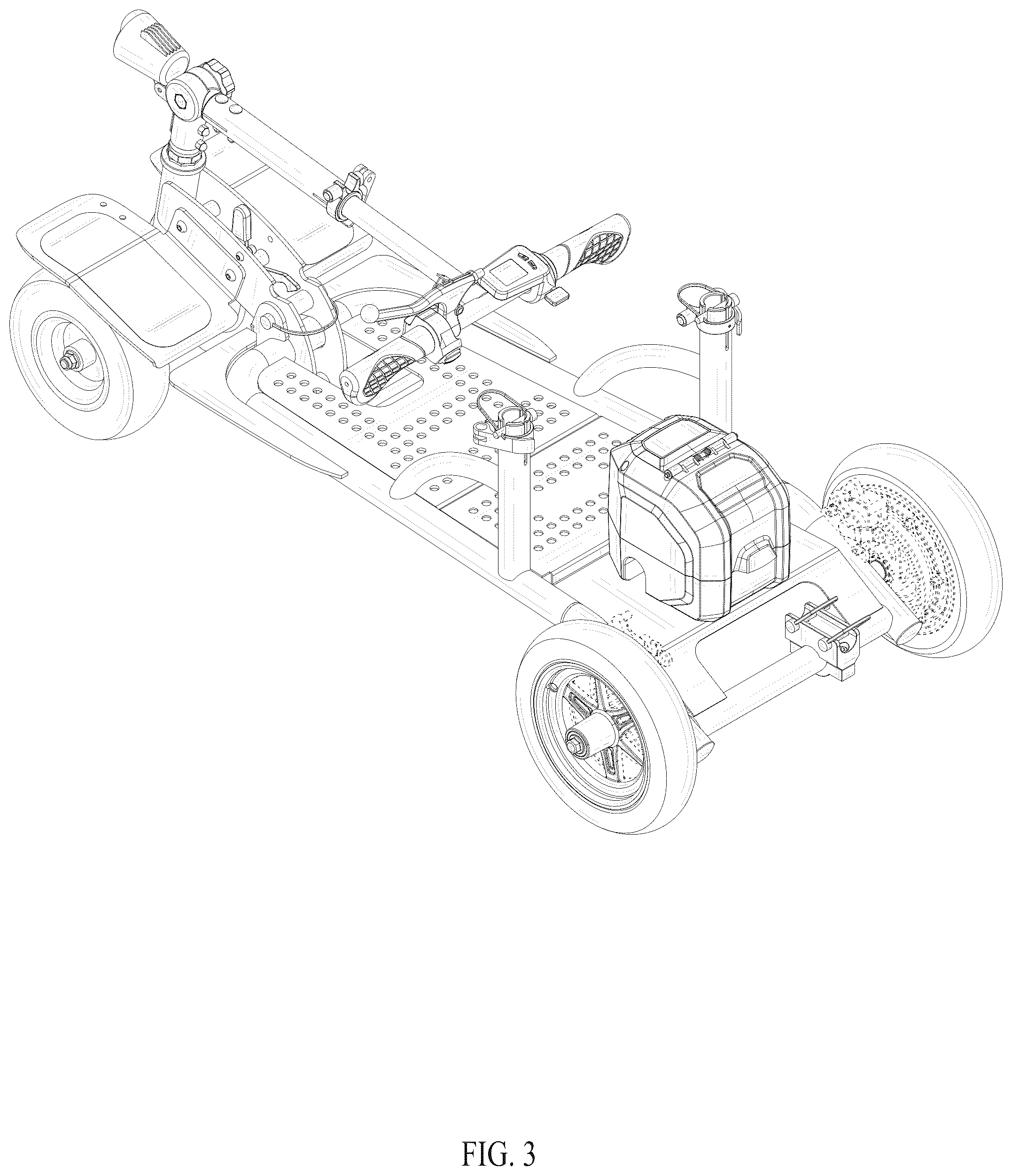 Patent USD1076733 Figure 3 – Portable mobility scooter