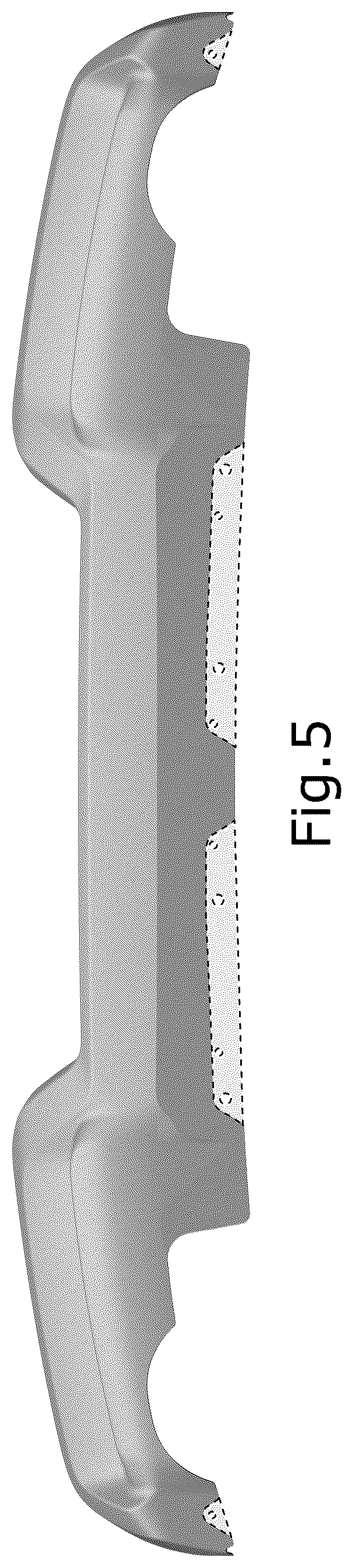 Patent USD1076738 Figure 5 – Vehicle rear lower bumper cover