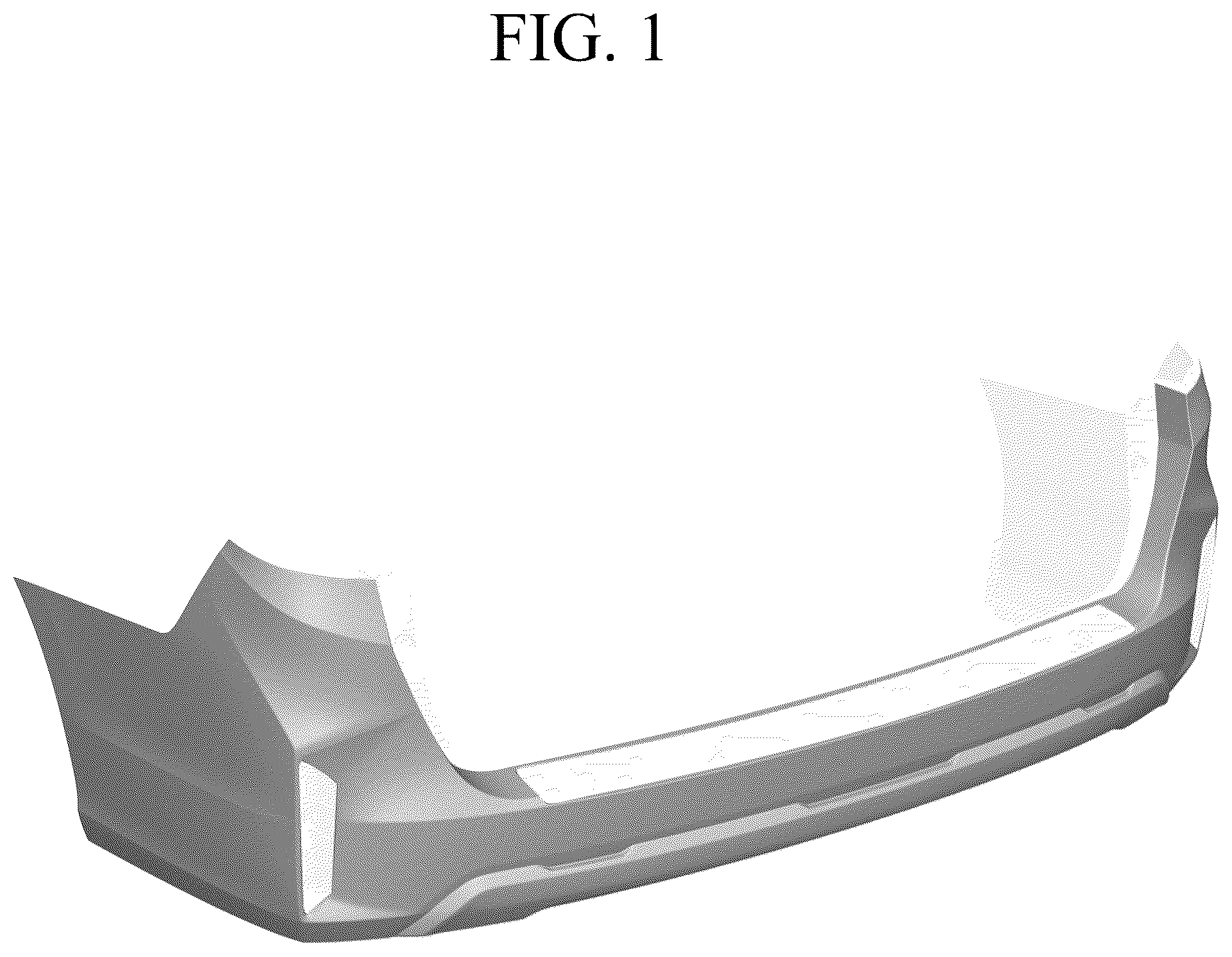 Patent USD1076740 Figure 1 – Rear bumper for automobile