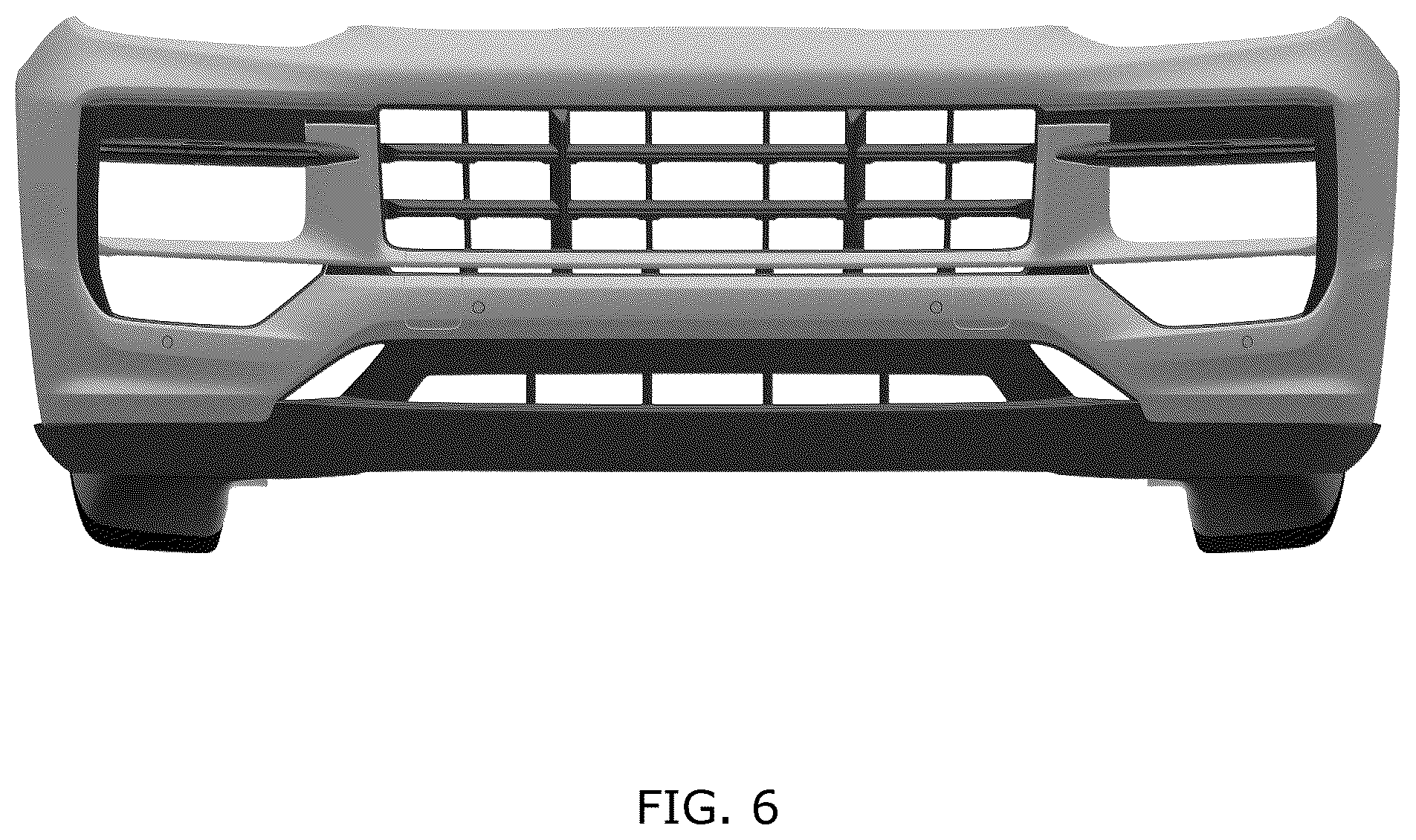 Patent USD1076743 Figure 6 – Front bumper for motor vehicle