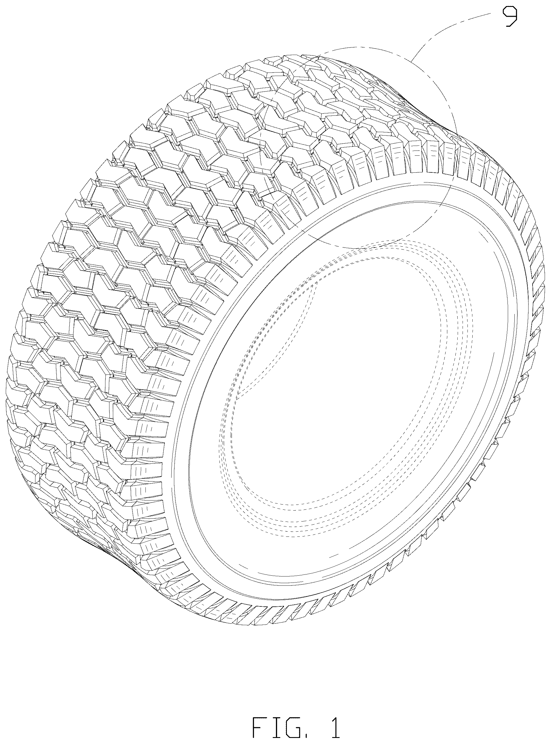 Patent USD1076780 Figure 1 – Tire