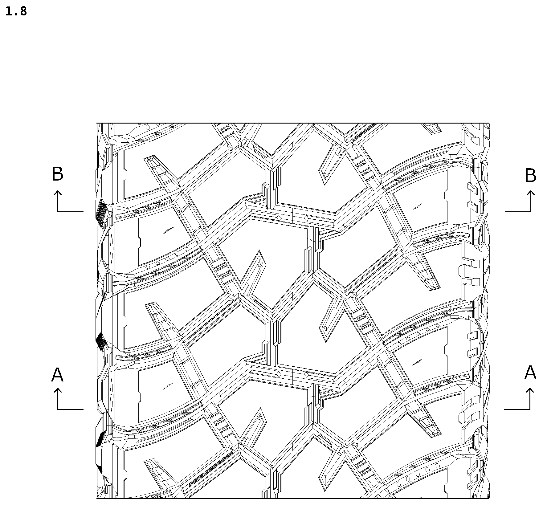Patent USD1076781 Figure 8 – Tyre tread