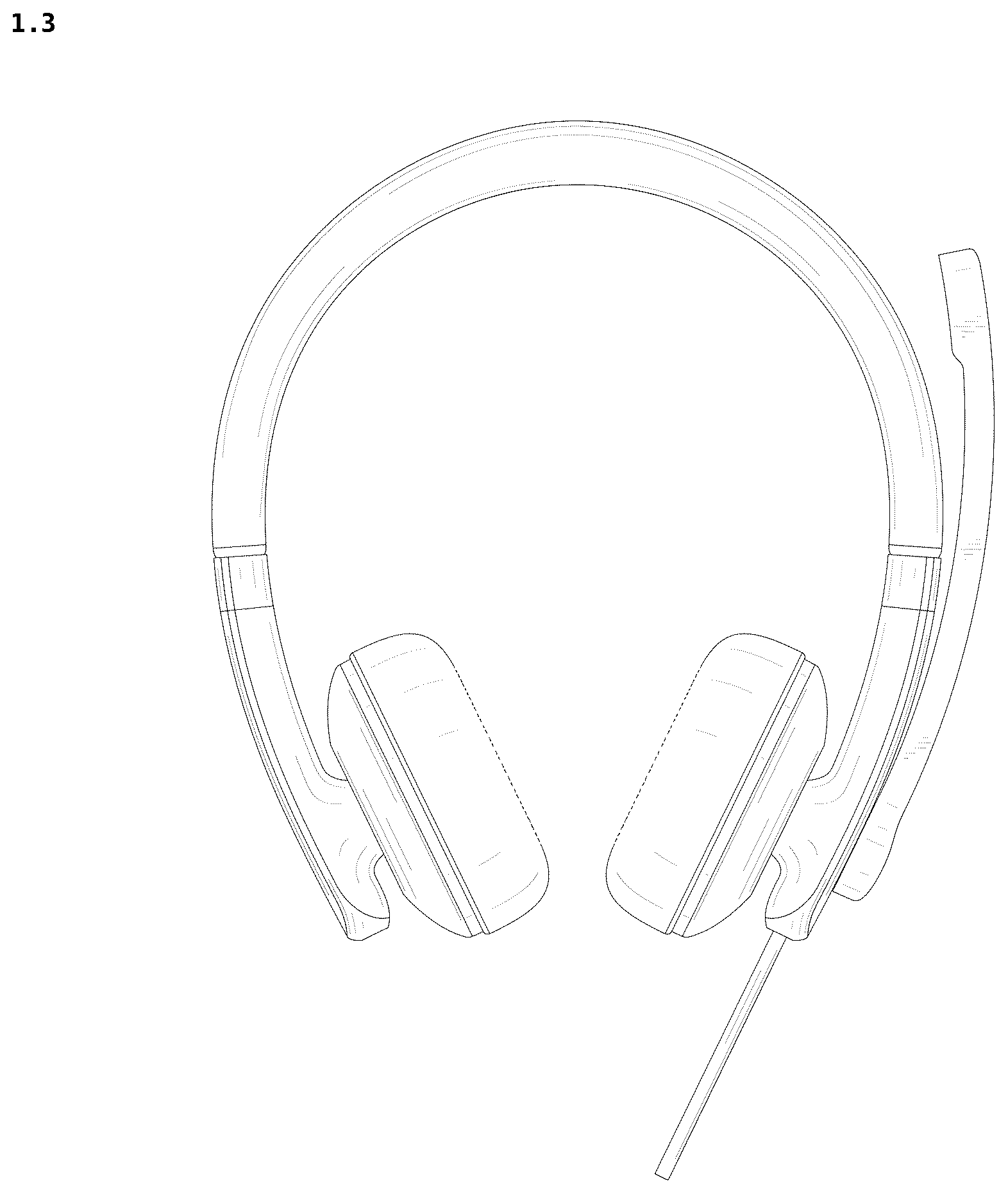 Patent USD1076875 Figure 3 – Headset for telephones with earphones and microphones combined