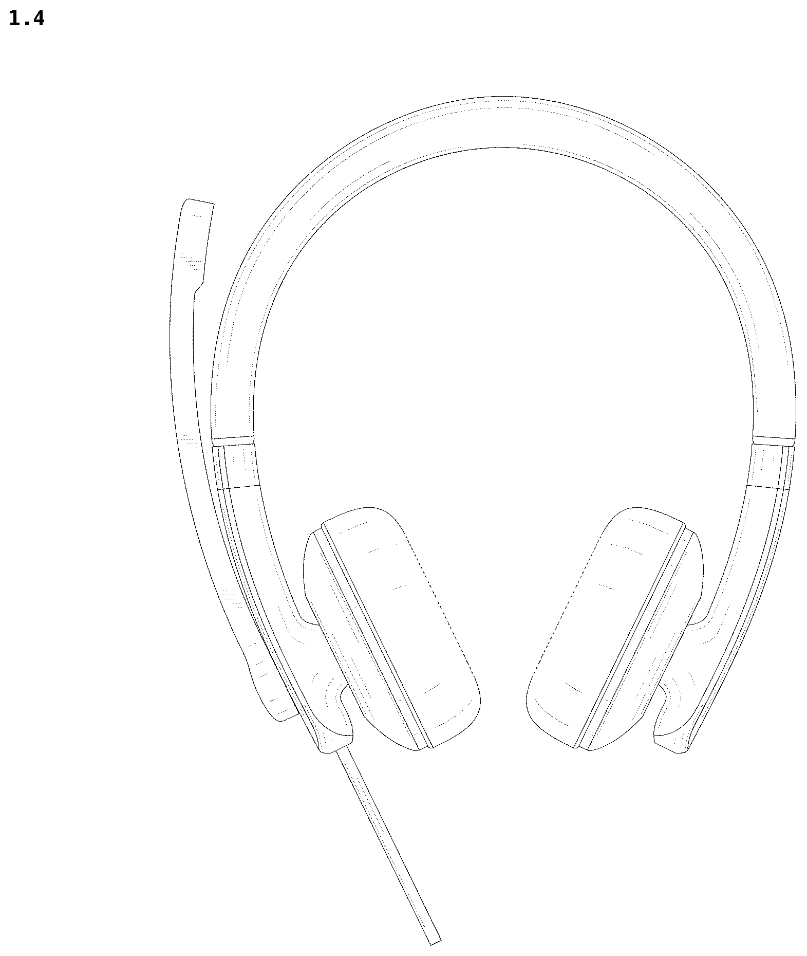 Patent USD1076875 Figure 4 – Headset for telephones with earphones and microphones combined