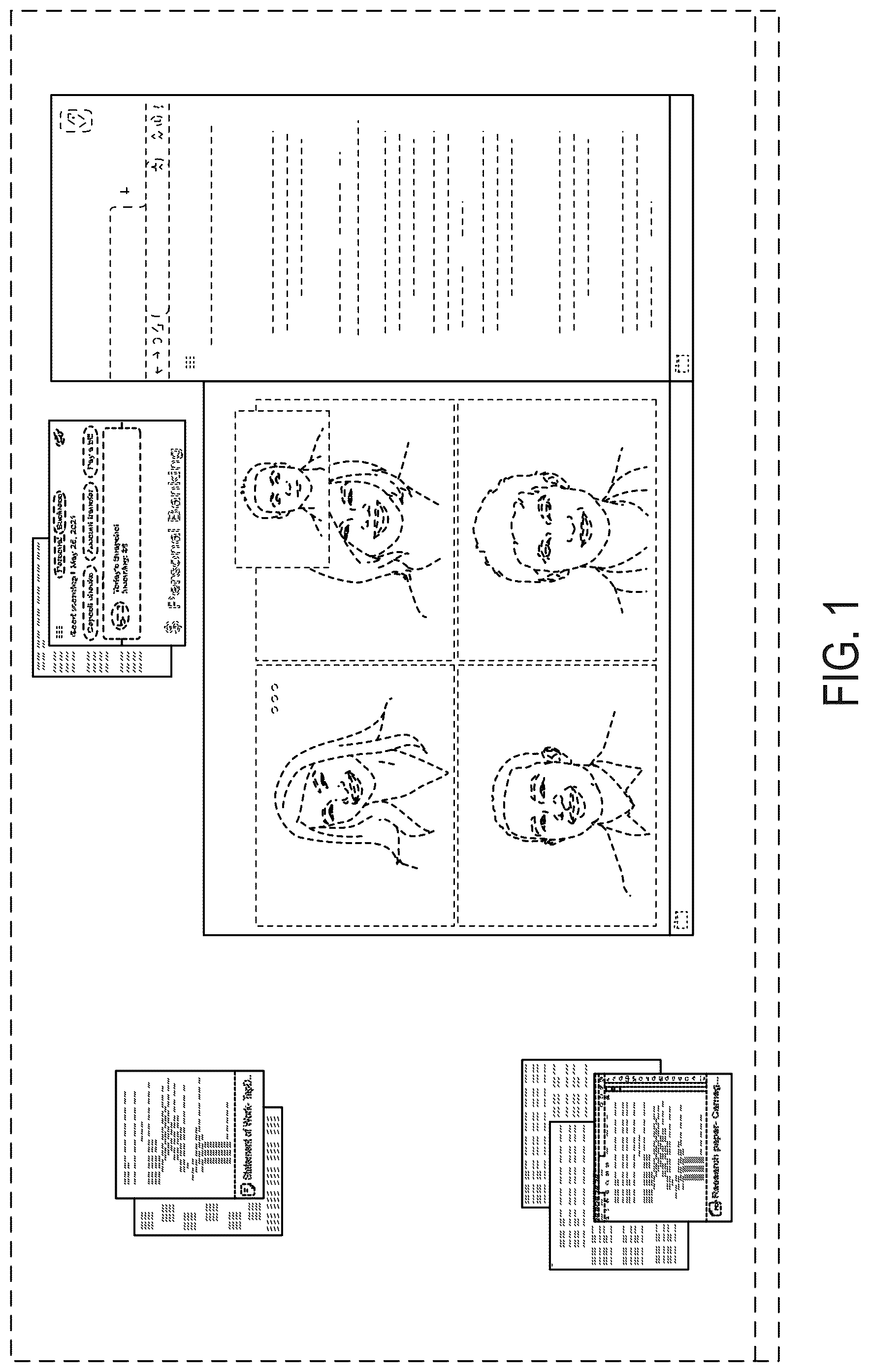 Patent USD1076934 Figure 1 – Display screen or portion thereof with transitional graphical user interface